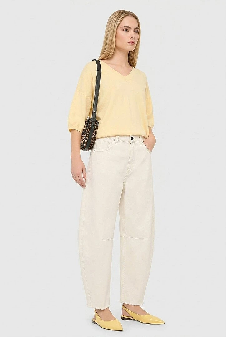 Barrel Jeans Dames Midrise Wit 183 Billy