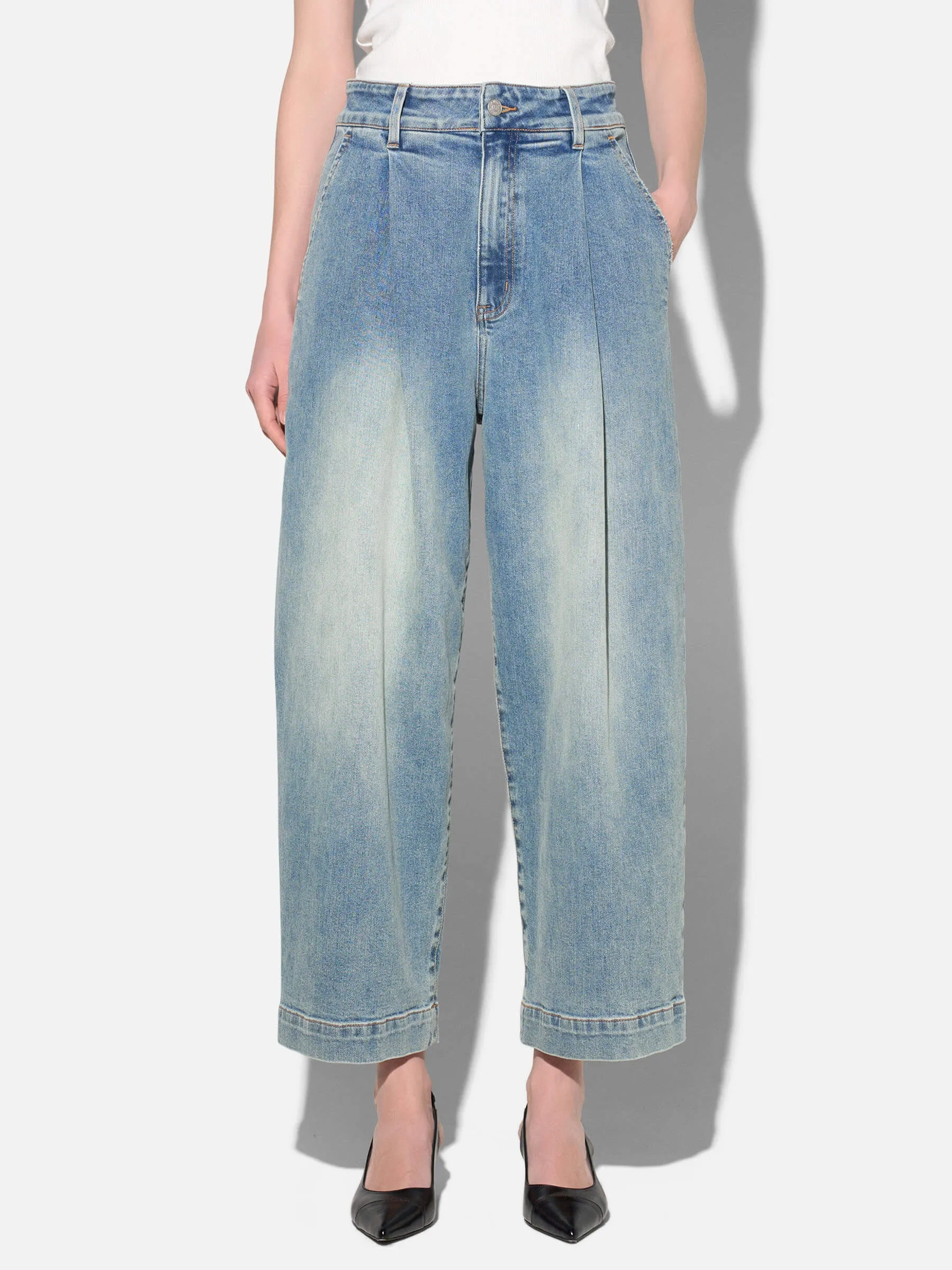 dames jeans barrel fit stretch denim