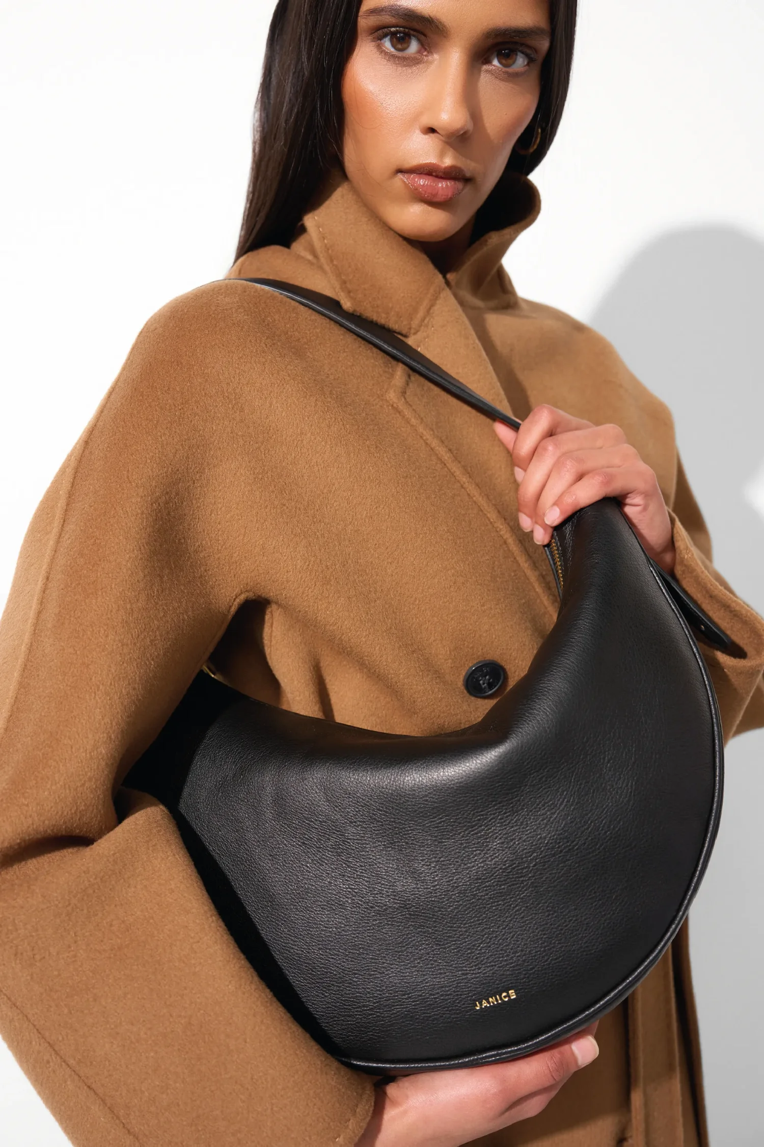 Oregon Tas zwart Dames Mode Janice Leer Suede