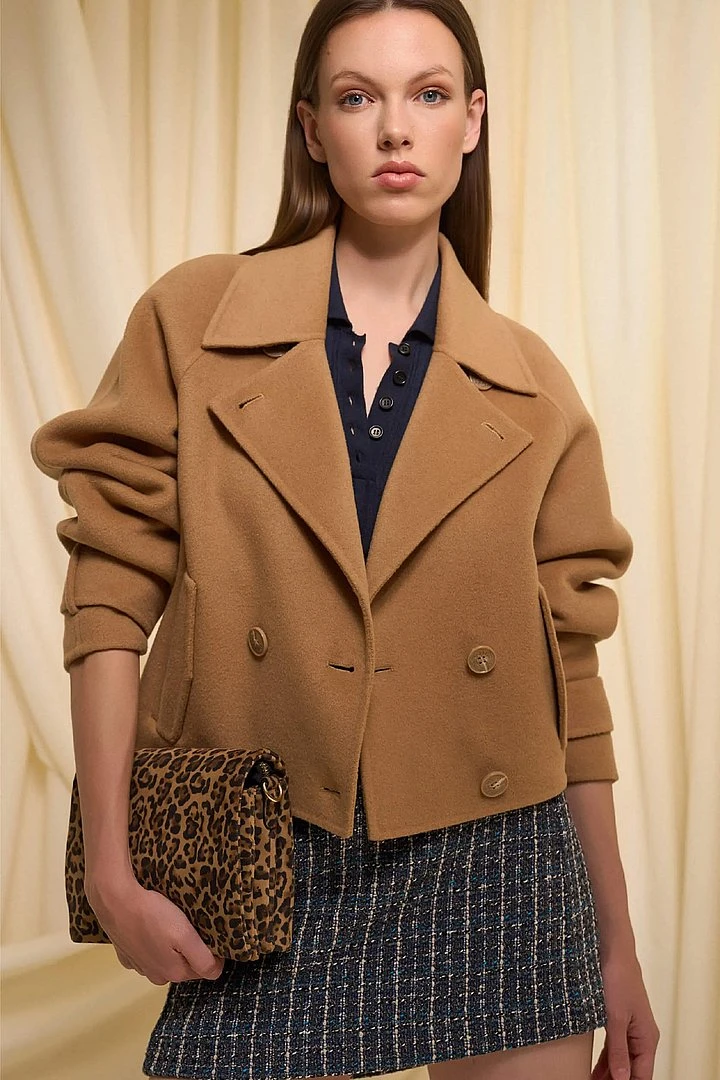 Korte Cashmere Jas Trenchcoat Double Face Floyd Camel