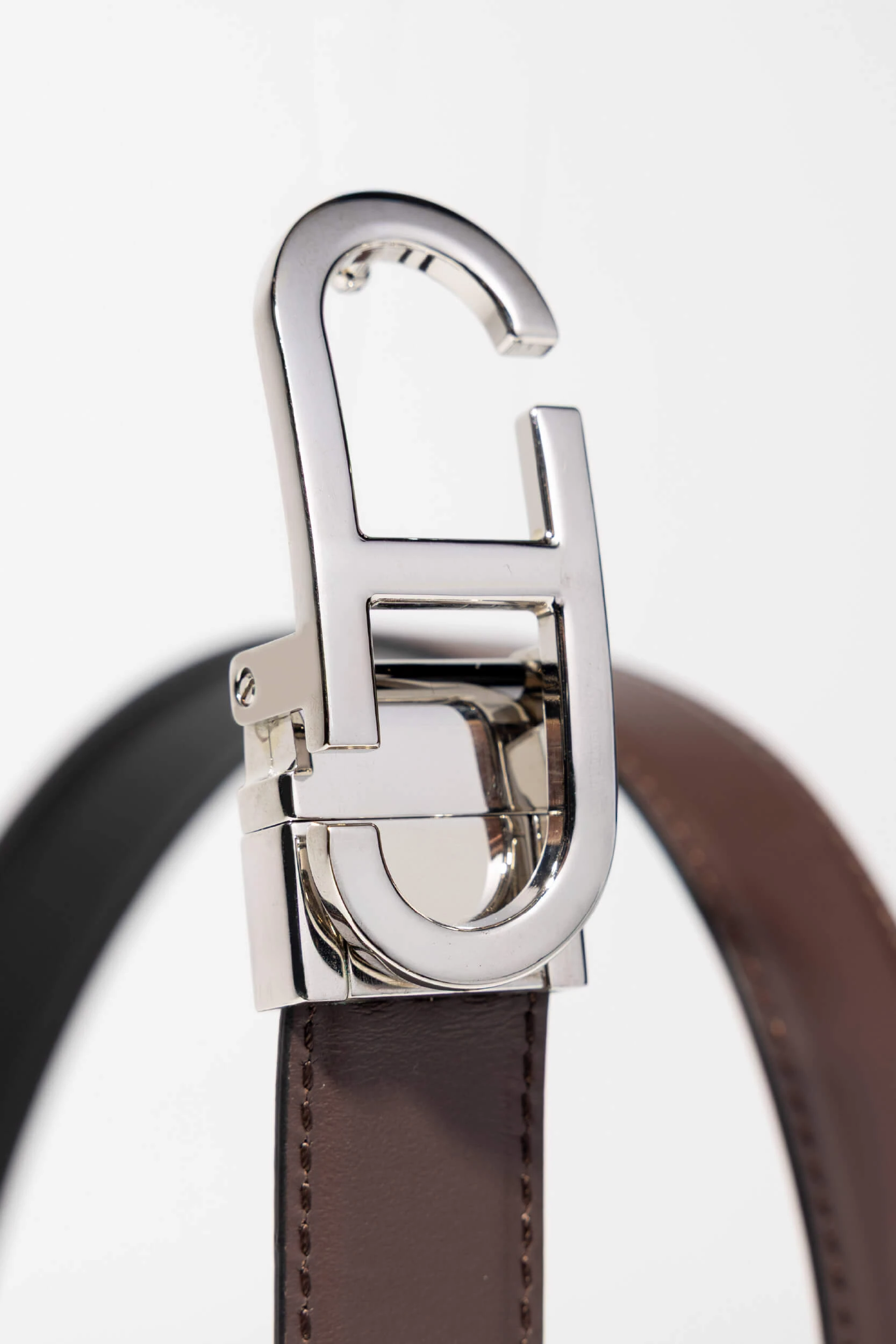 Leren Dames Riem Reversible Zwart Bruin Zilver Trophy Buckle