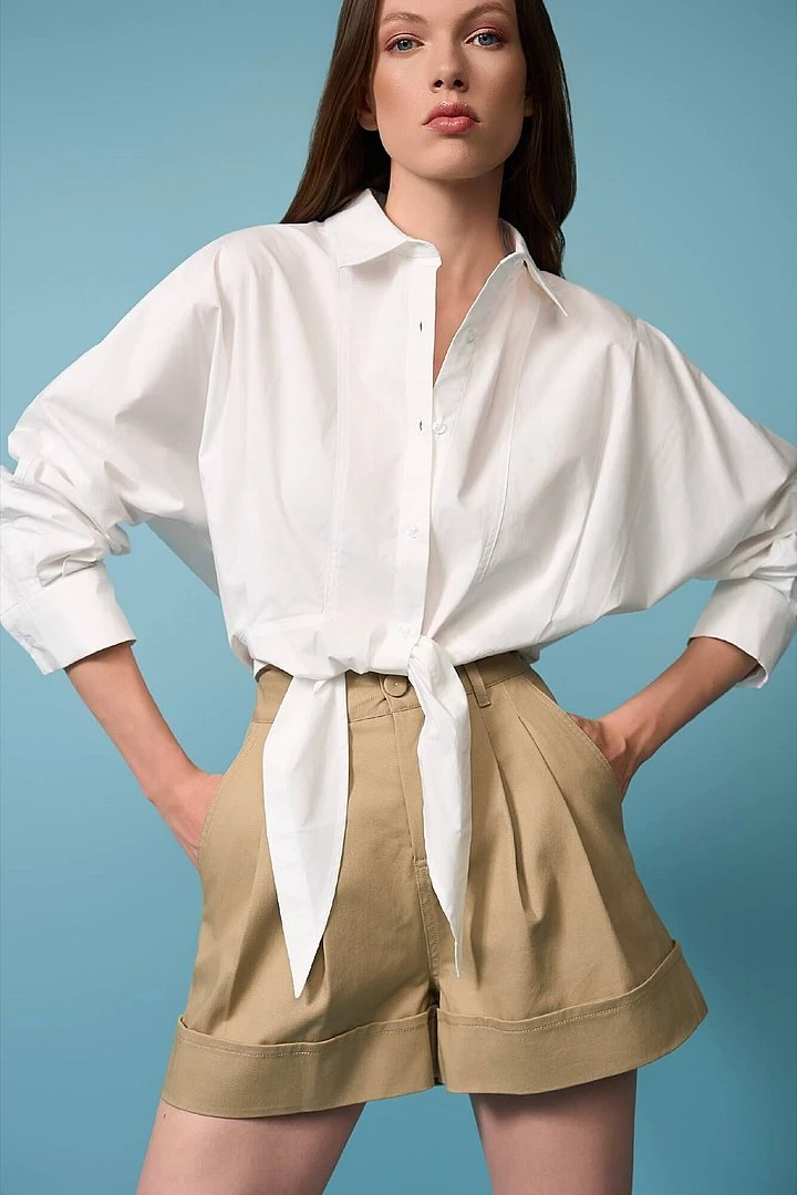Witte Katoenen Strik Blouse Dames David