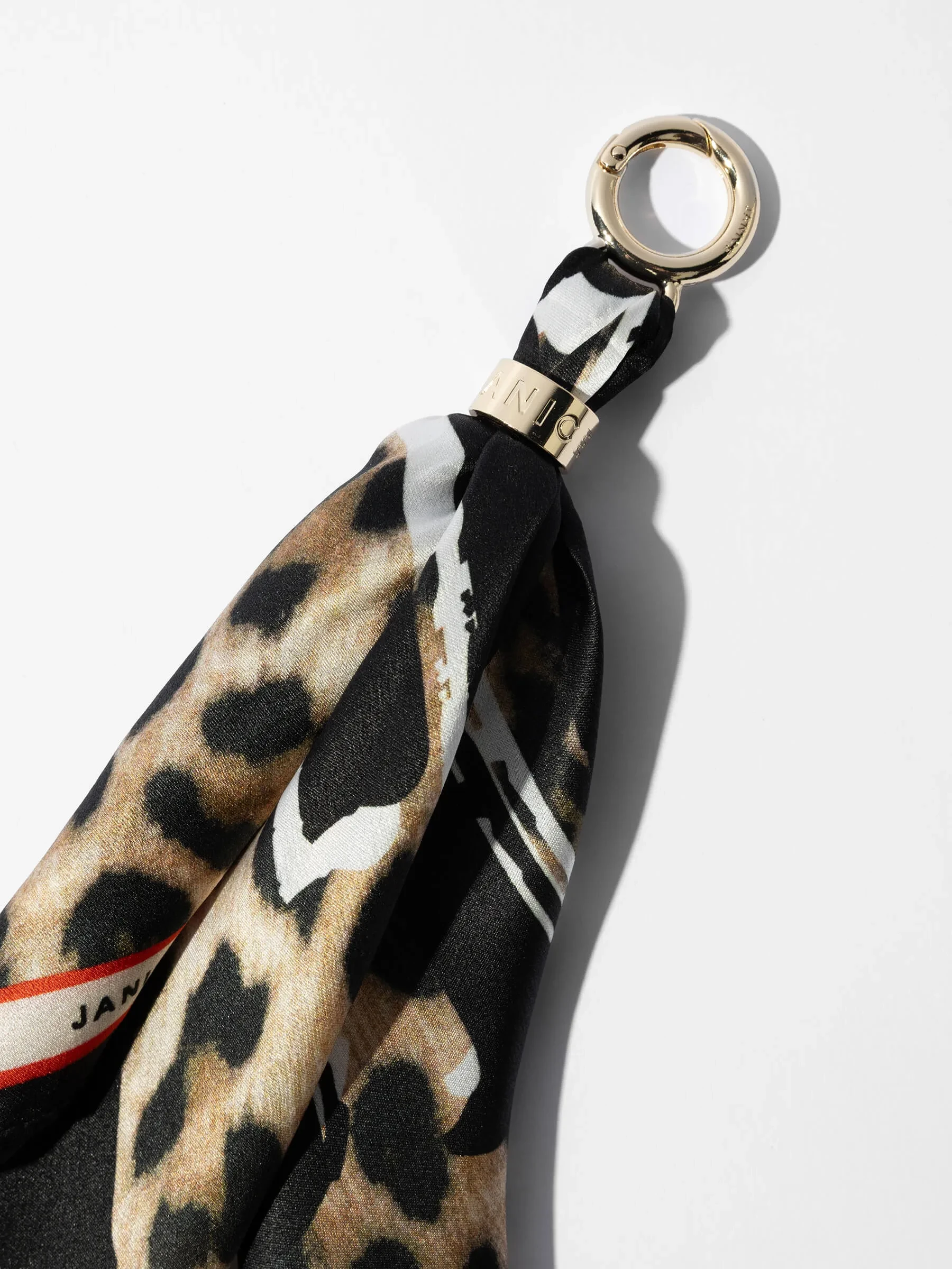 Bag Charm Zijden Sjaal Dames Effron Panterprint Bruin