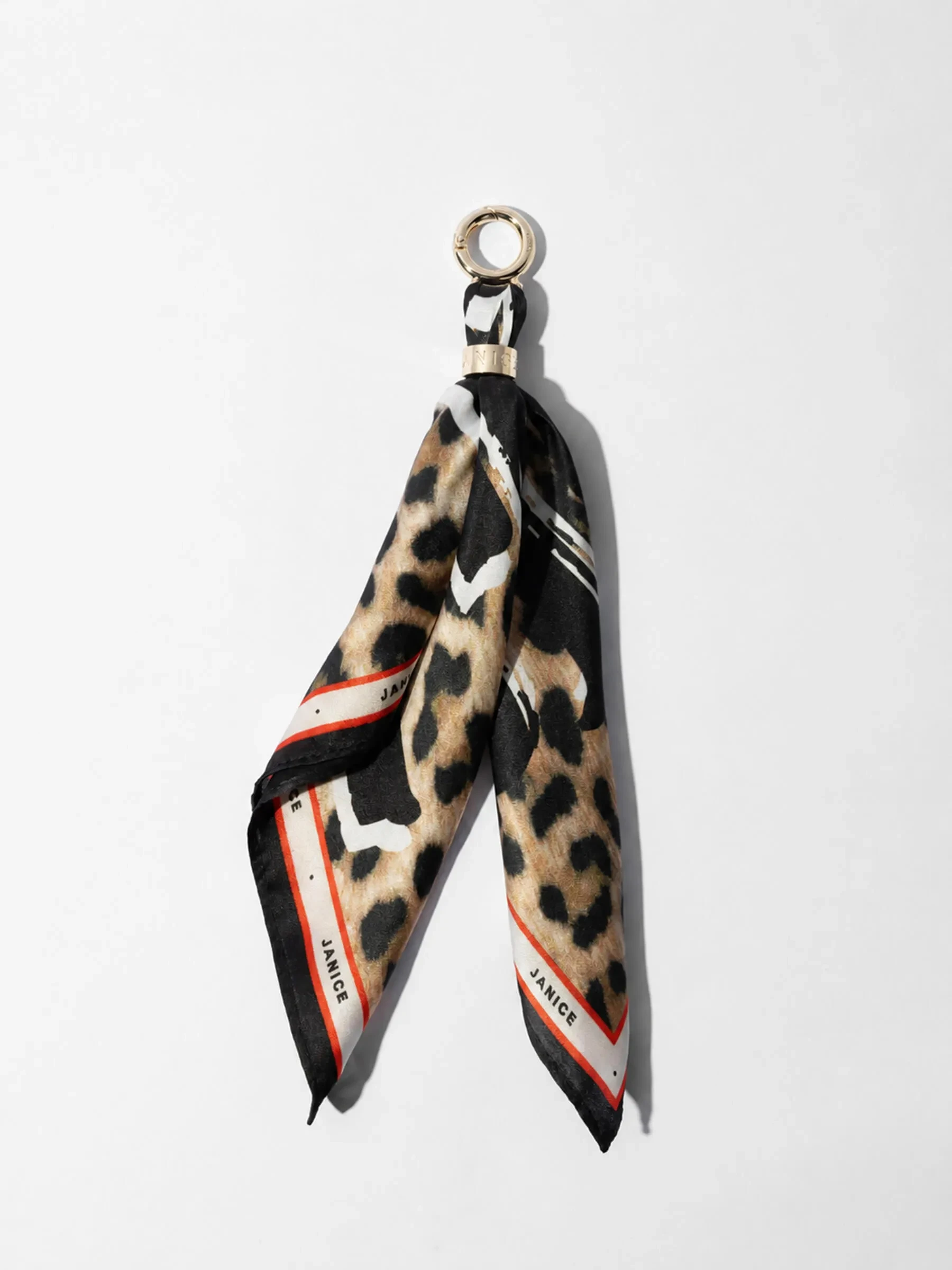 Bag Charm Zijden Sjaal Dames Effron Panterprint Bruin