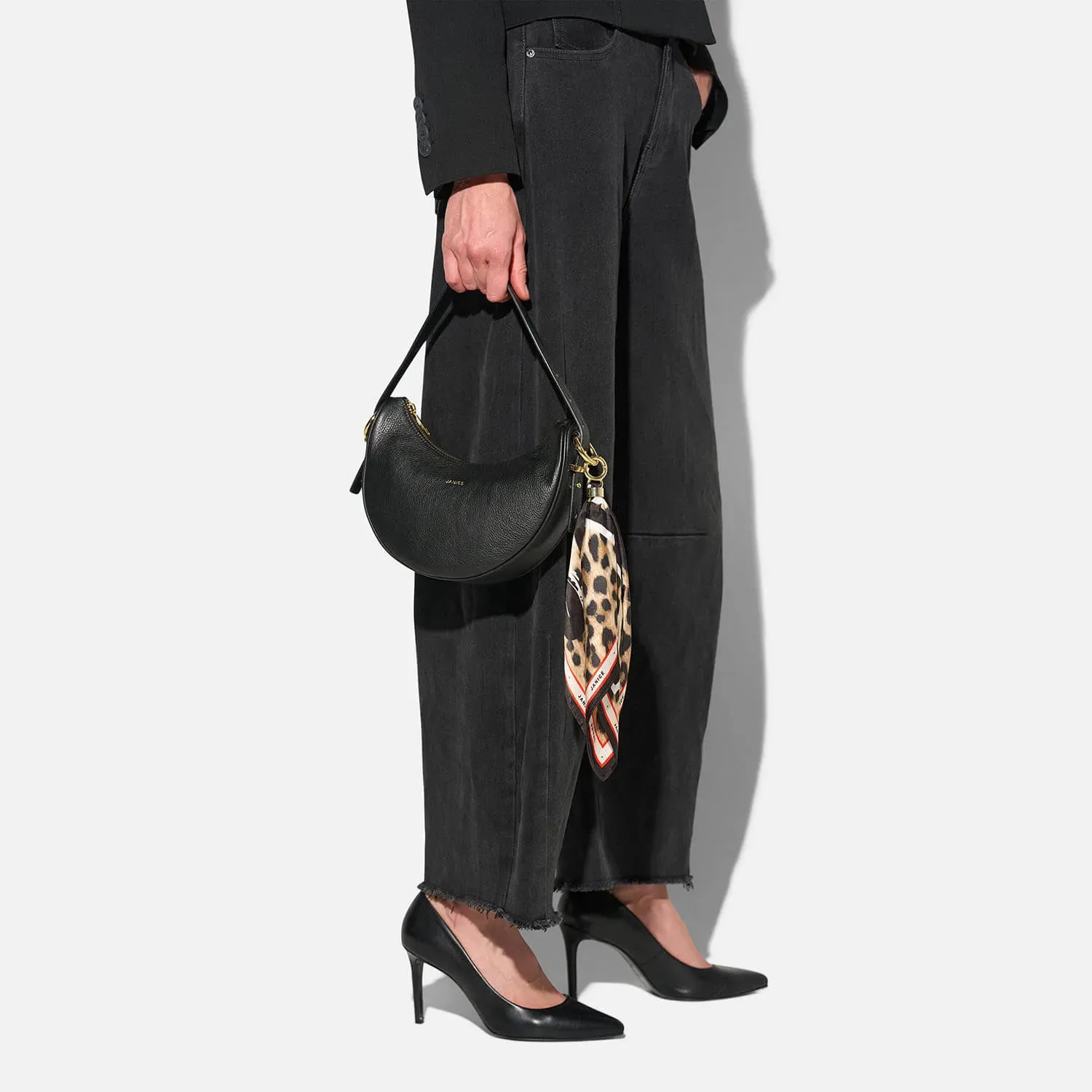 Bag Charm Zijden Sjaal Dames Effron Panterprint Bruin