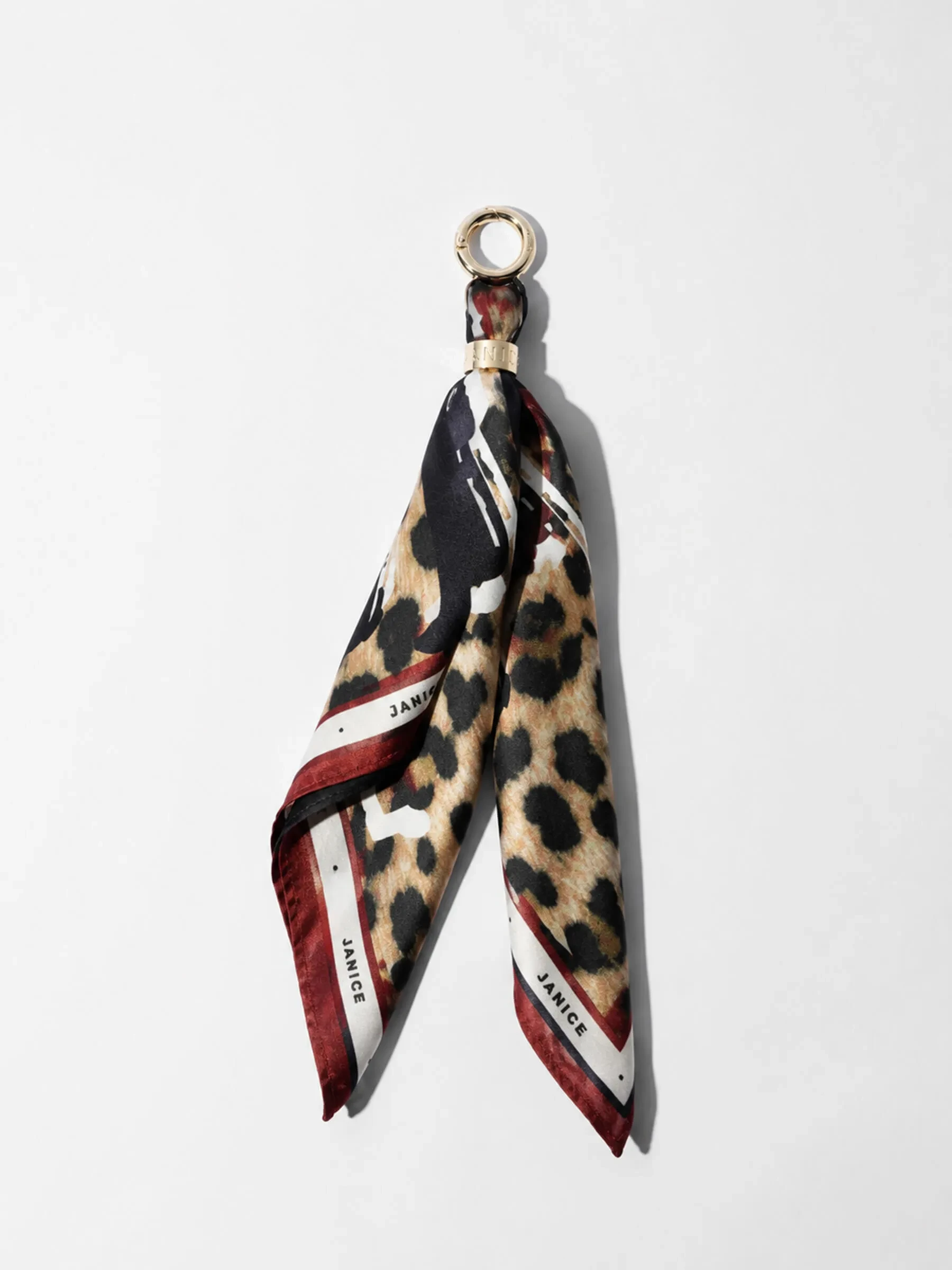 Bag Charm Zijden Sjaal Dames Effron Panterprint Rood