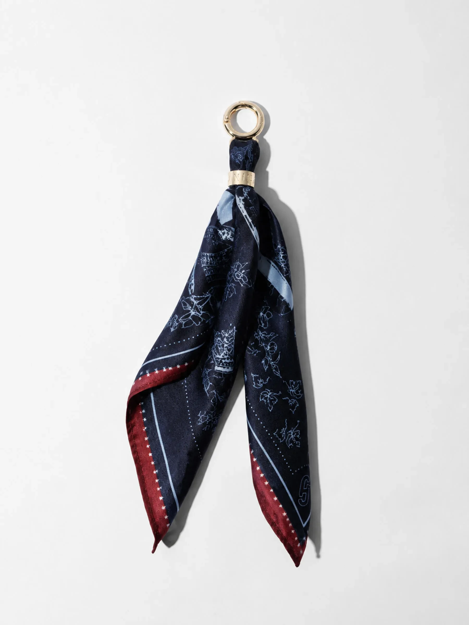 Bag Charm Zijden Sjaal Dames Effron Paris Blauw