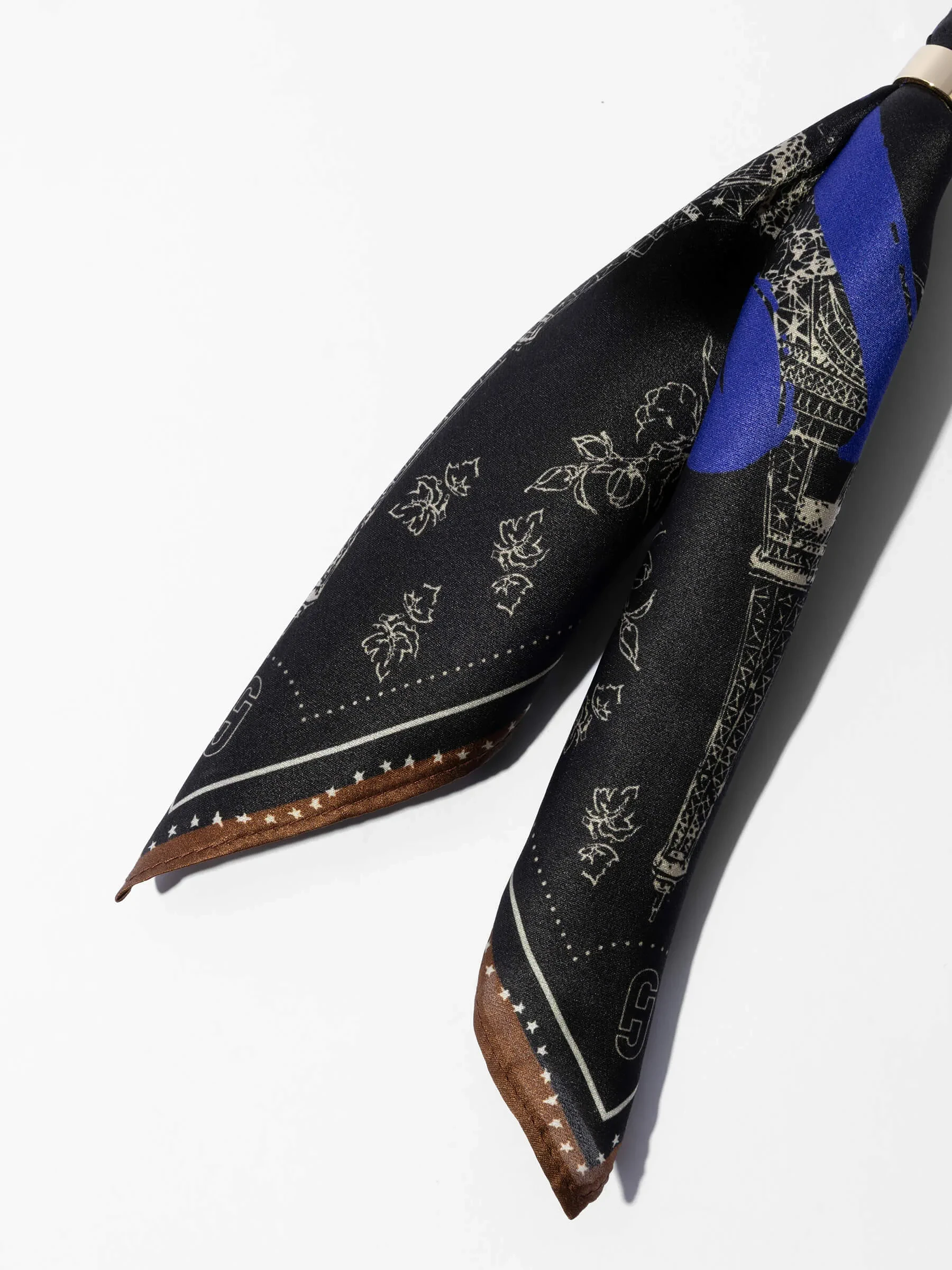 Bag Charm Zijden Sjaal Dames Effron Paris Bruin