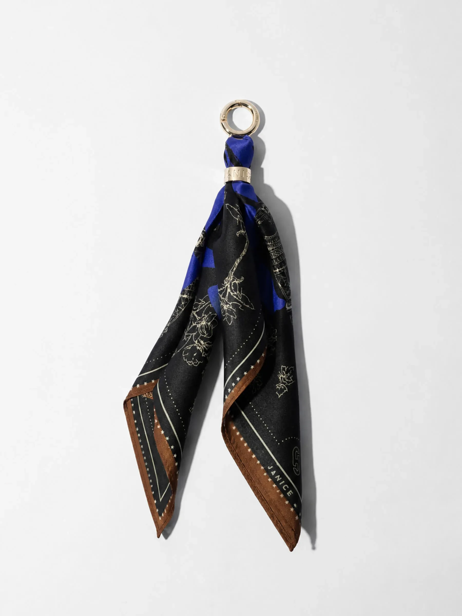 Bag Charm Zijden Sjaal Dames Effron Paris Bruin
