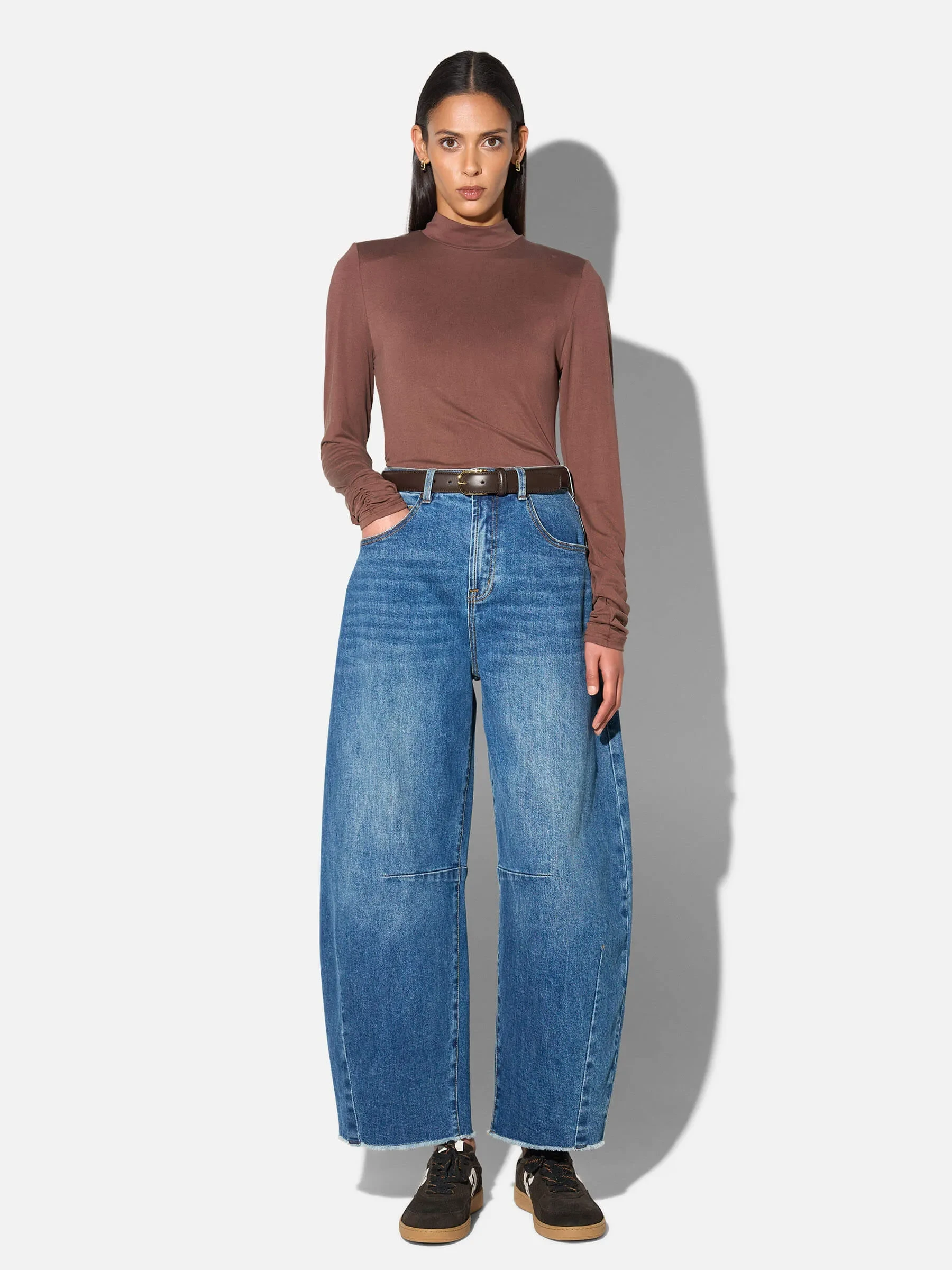 Barrel Jeans Dames Mid Rise Stretch Billy Blauw 258