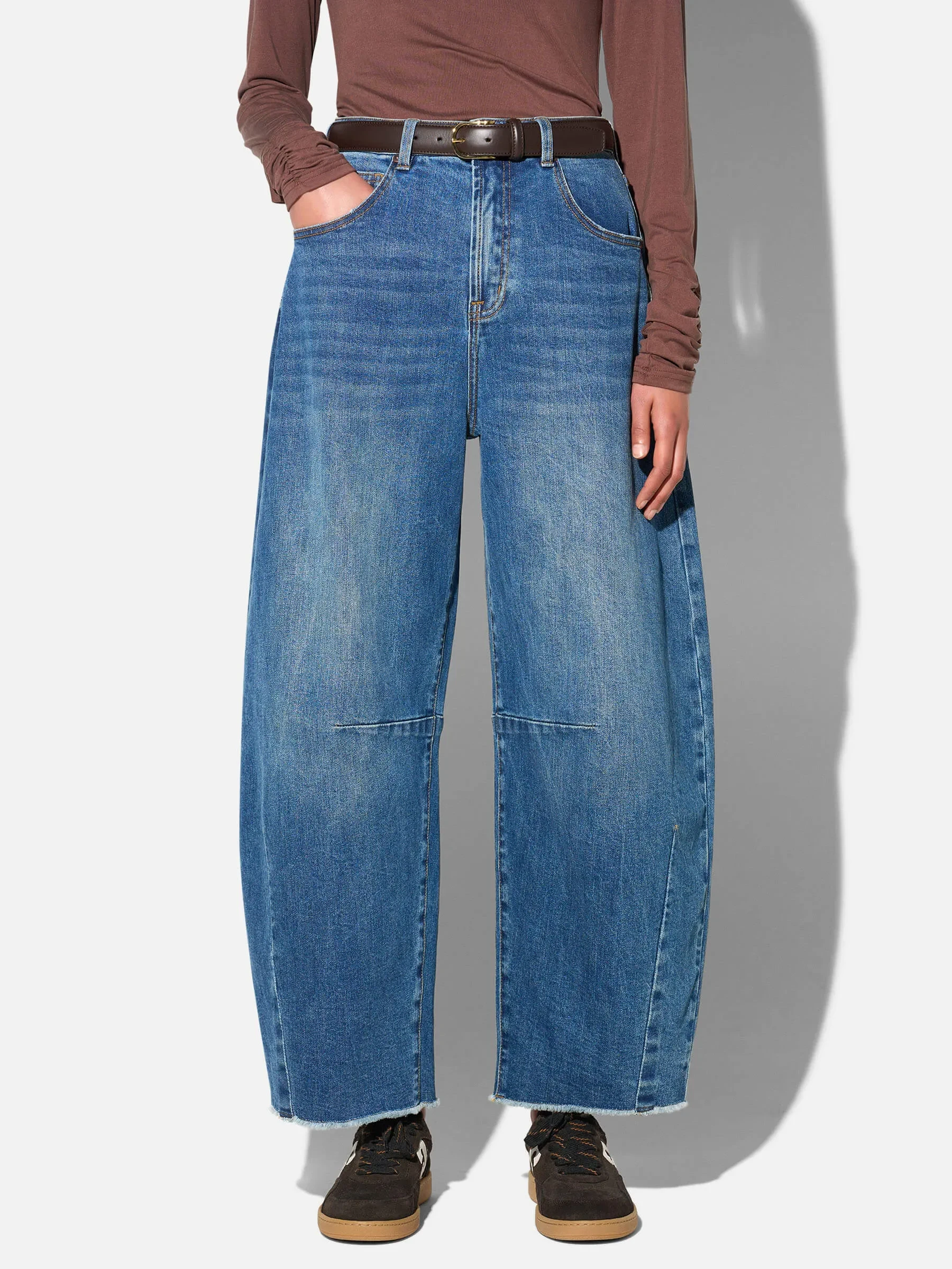 Barrel Jeans Dames Mid Rise Stretch Billy Blauw 258
