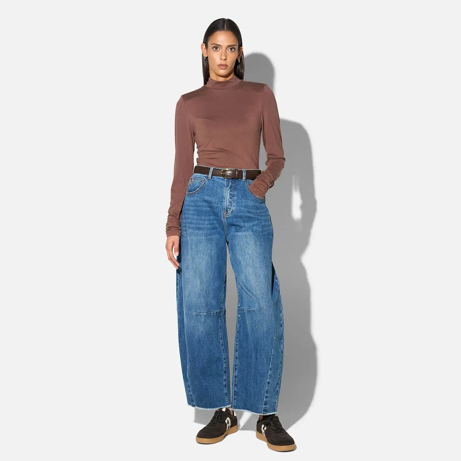 Barrel Jeans Dames Mid Rise Stretch Billy Blauw 258