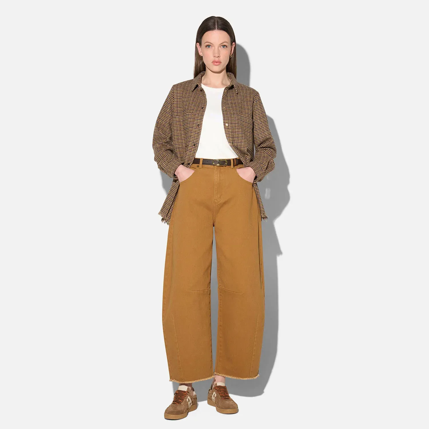 Barrel Jeans Dames Mid Rise Stretch Billy Cognac