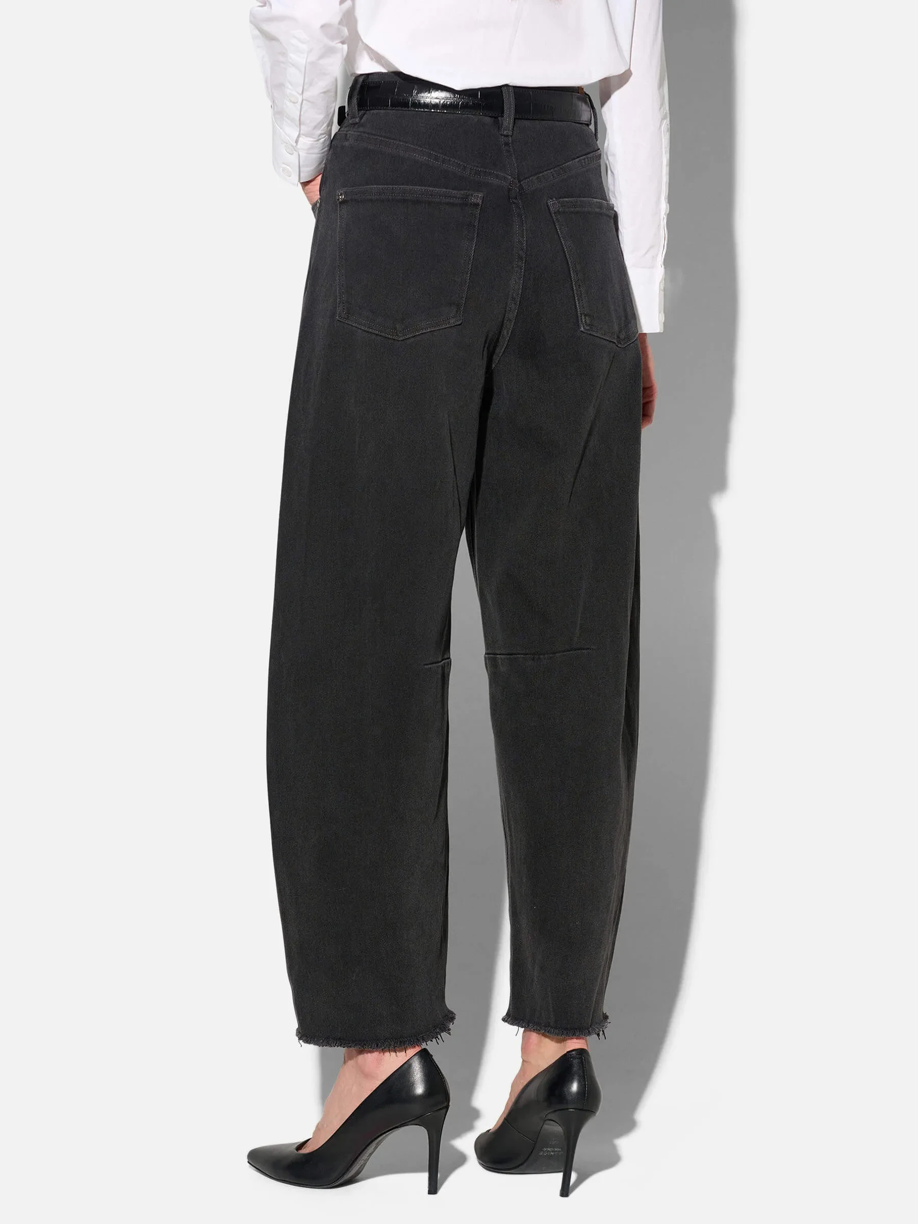Barrel Jeans Dames Mid Rise Stretch Billy Zwart 813