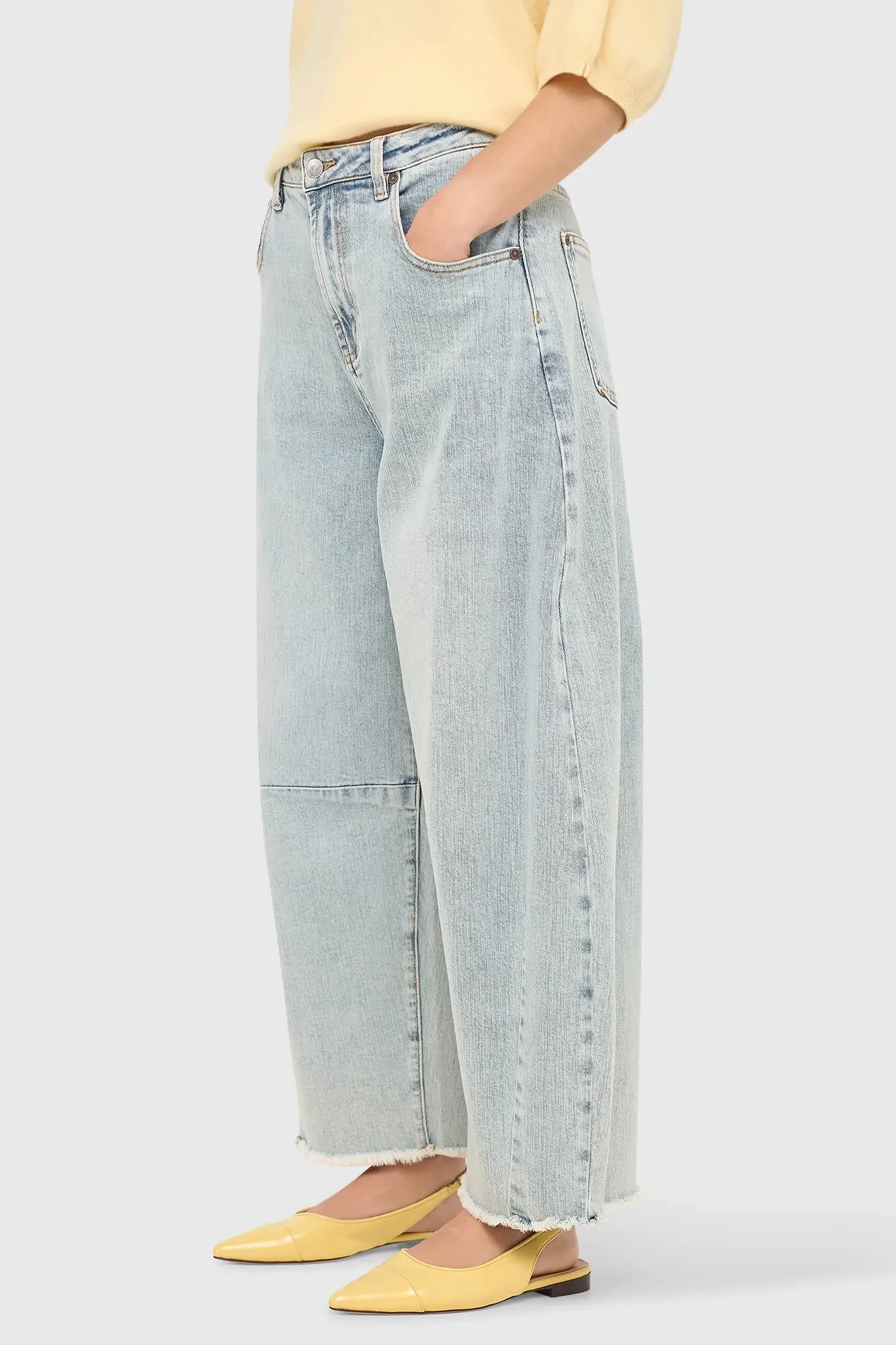 Barrel Jeans Dames Mid Rise Stretch Blauw 565 Billy