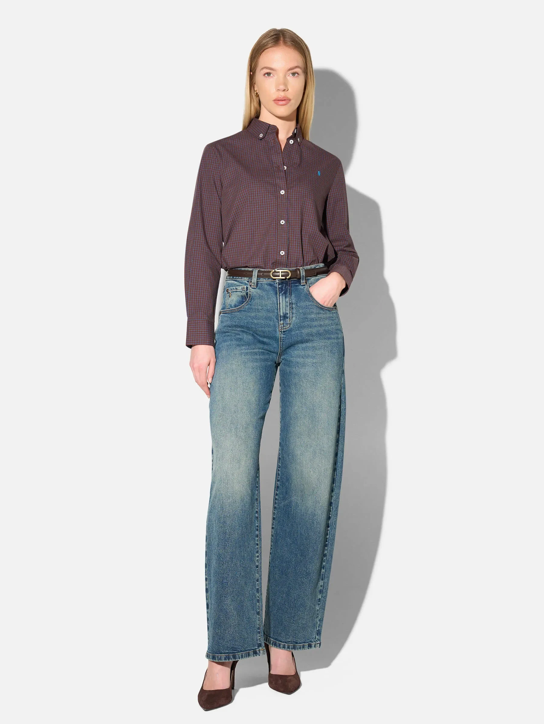 Barrel Jeans Dames Stretch Mid Rise Baxter Blauw 357