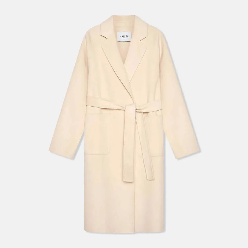 Cashmere Dames Jas Lang Double Face Jules Beige