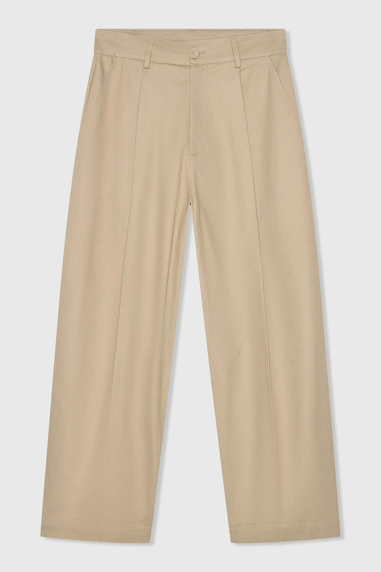 Beige Katoenen Paperbag Broek Steekzakken Barrel Balti