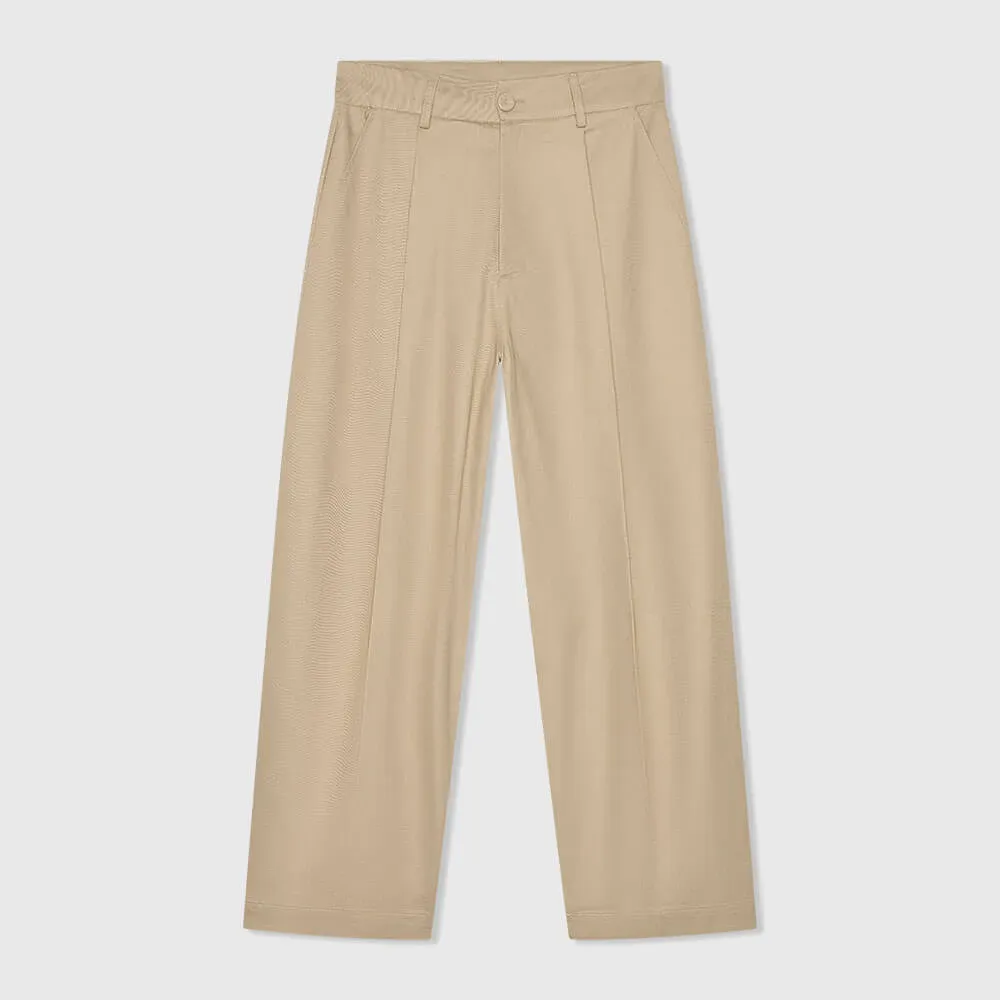 Beige Katoenen Paperbag Broek Steekzakken Barrel Balti