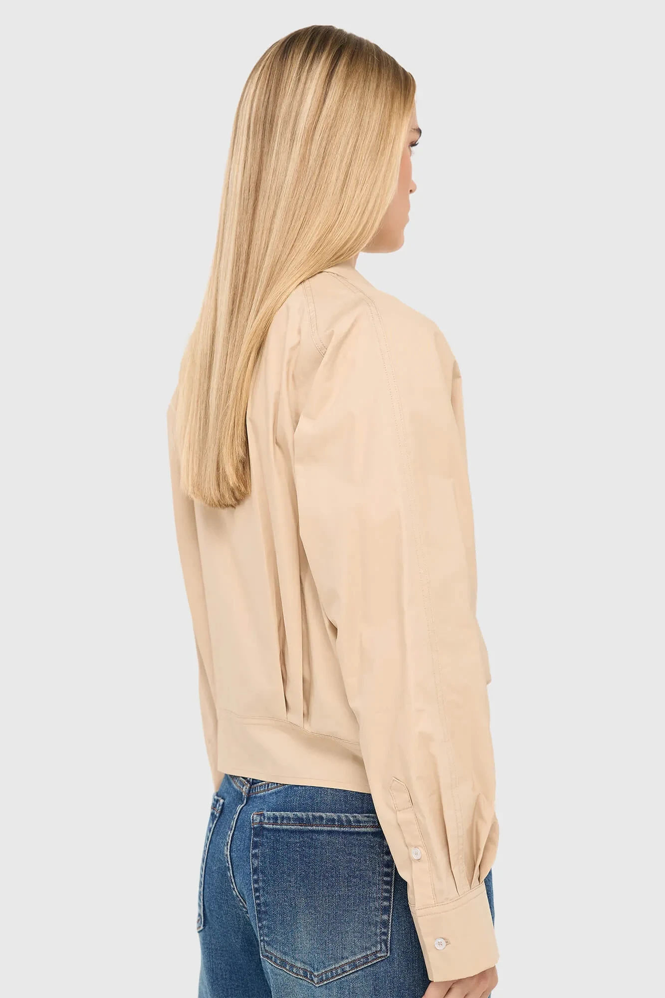 Beige Katoenen Strik Blouse Dames David