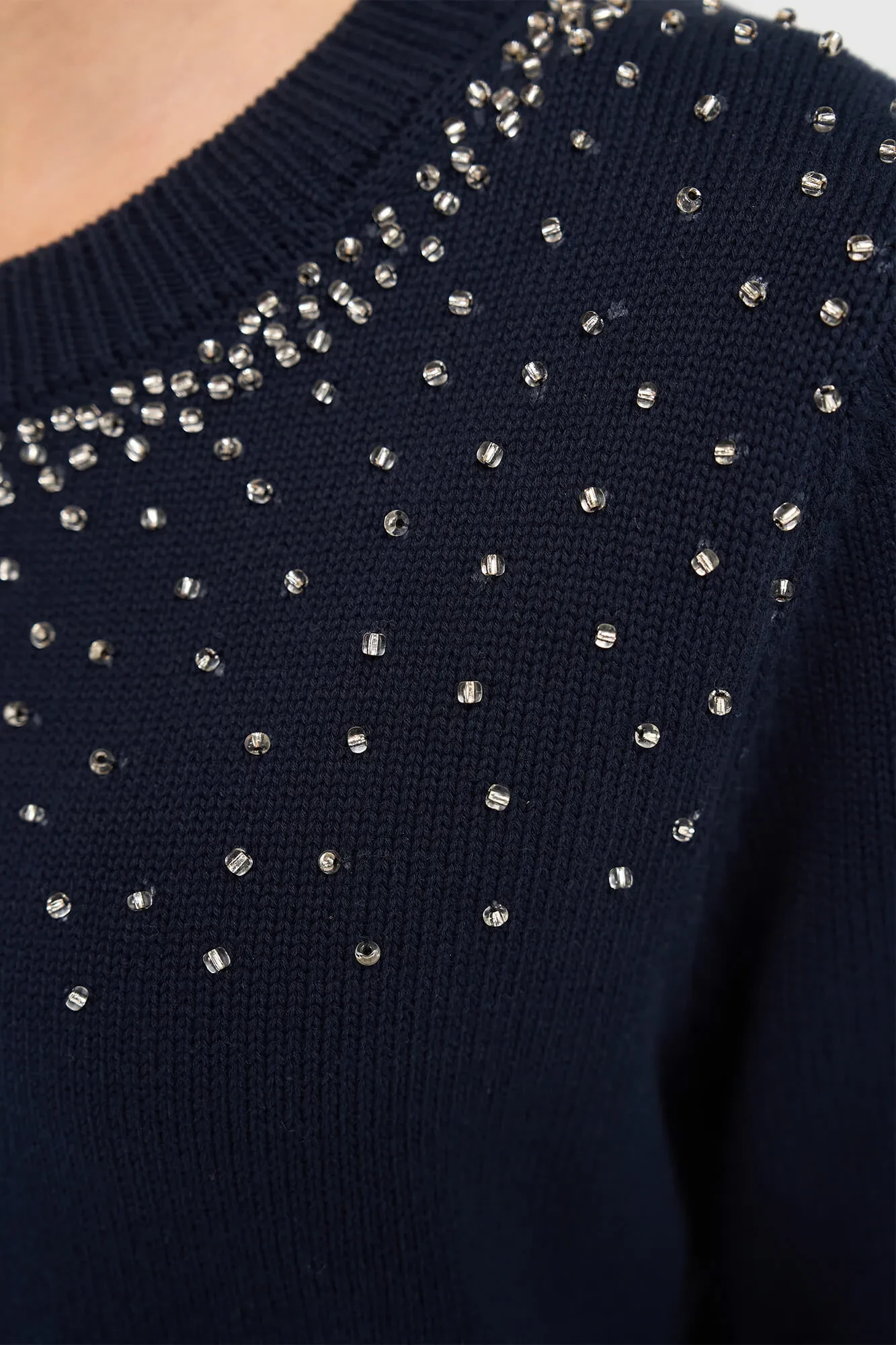 Blauw Katoenen Dames Truitje Met Steentjes Barret