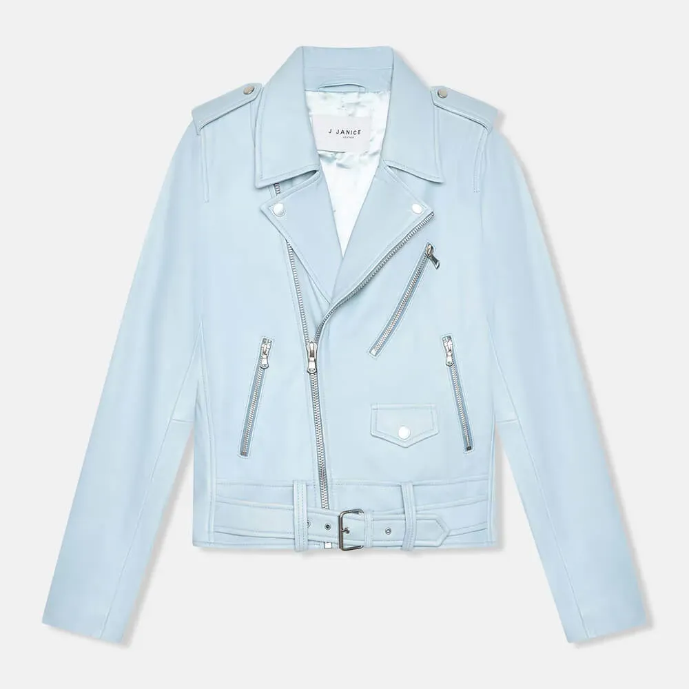 Blauw Leren Biker Jack Burke