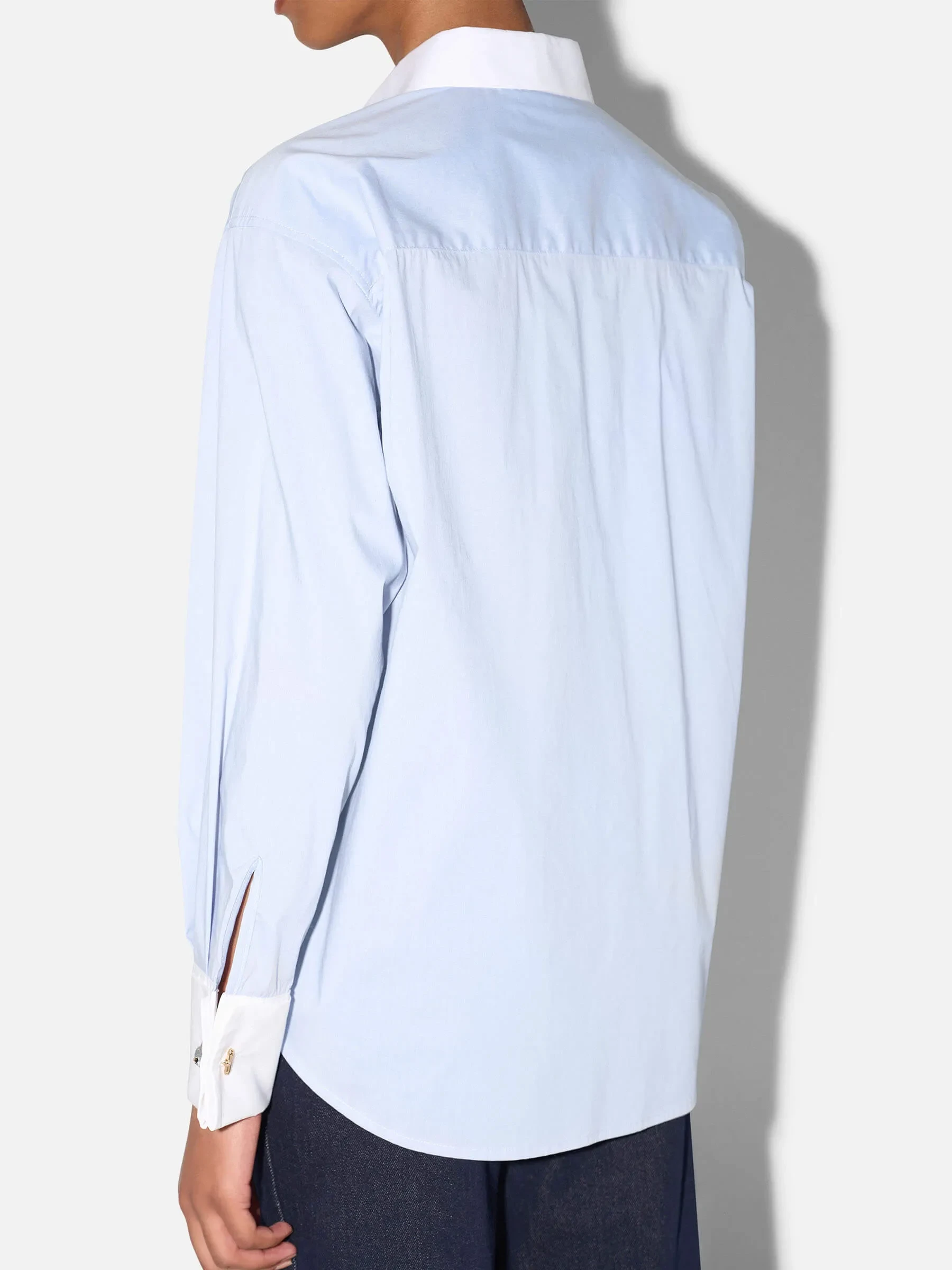 Blauwe Blouse Dames Katoen Boyfriend Russ
