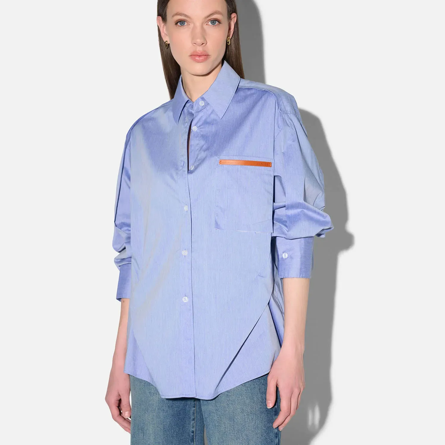 blauwe katoenen oversized blouse dames phil