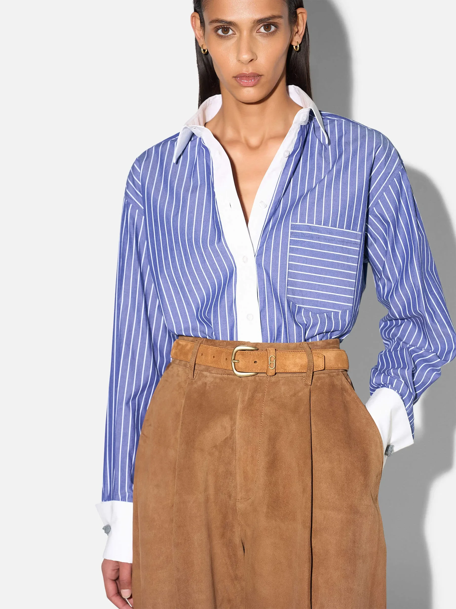 Blauwe Streep Blouse Dames Katoen Boyfriend Russ