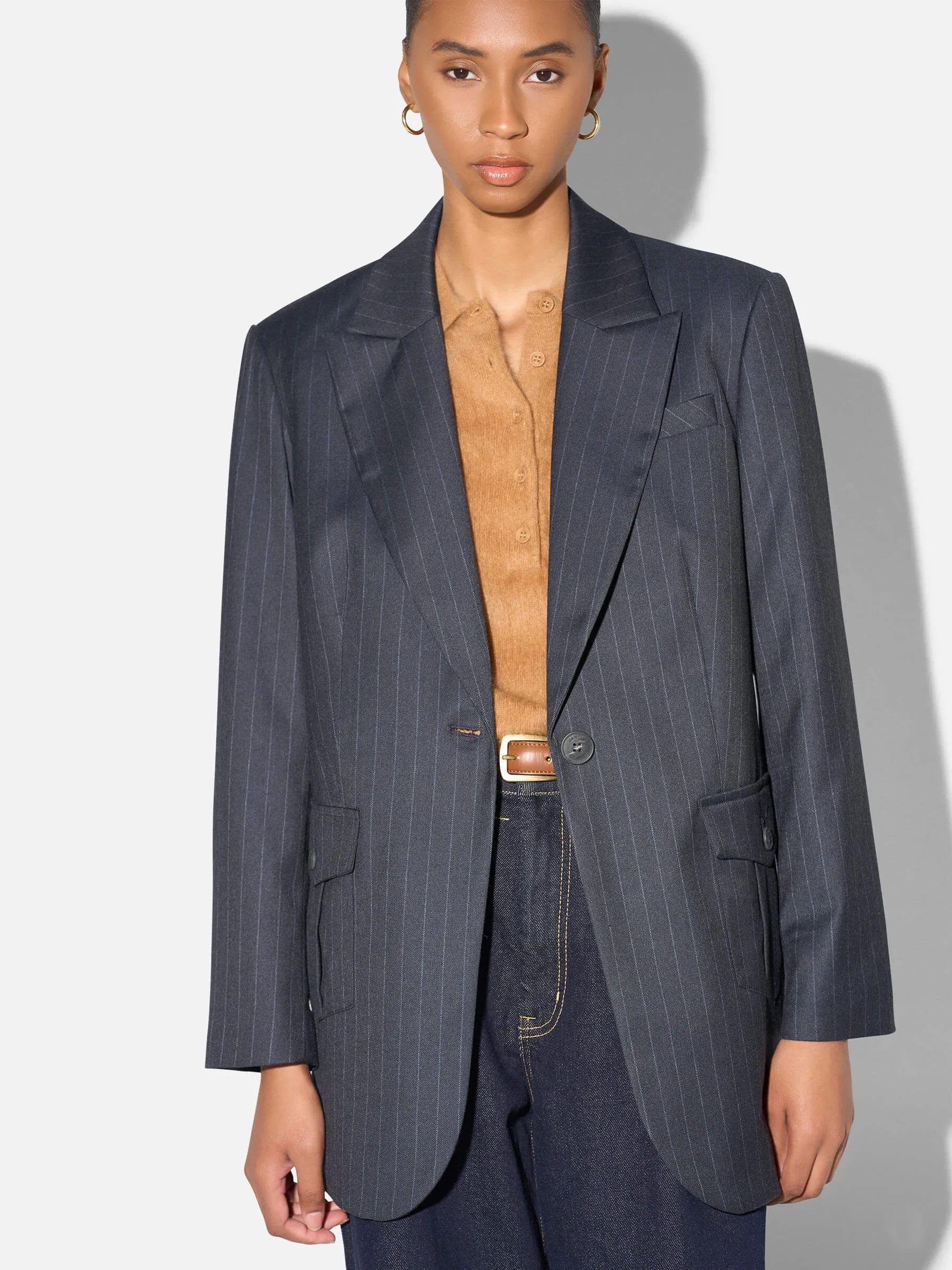 Blazer Dames Boyfriend Blauw Krijtstreep Hank