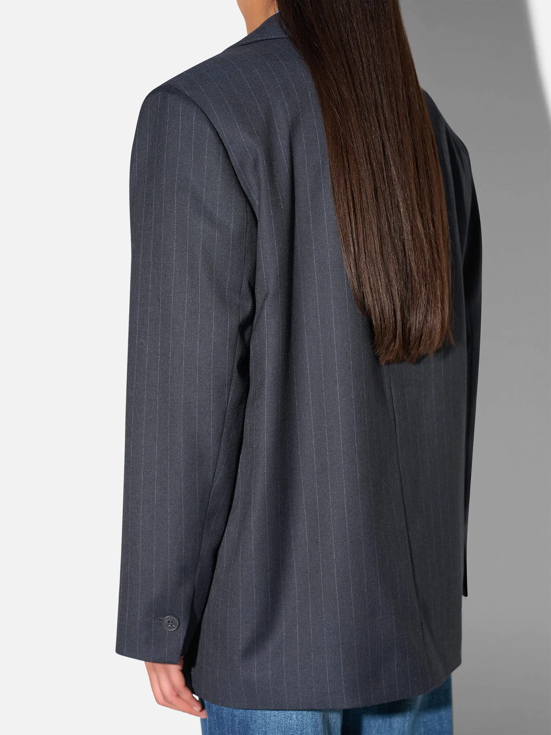 Blazer Dames Boyfriend Blauw Krijtstreep Oxen