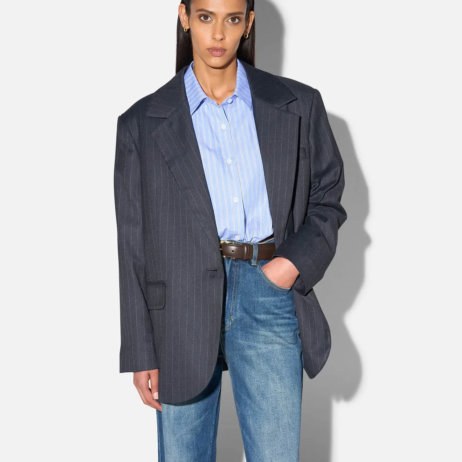 Blazer Dames Boyfriend Blauw Krijtstreep Oxen