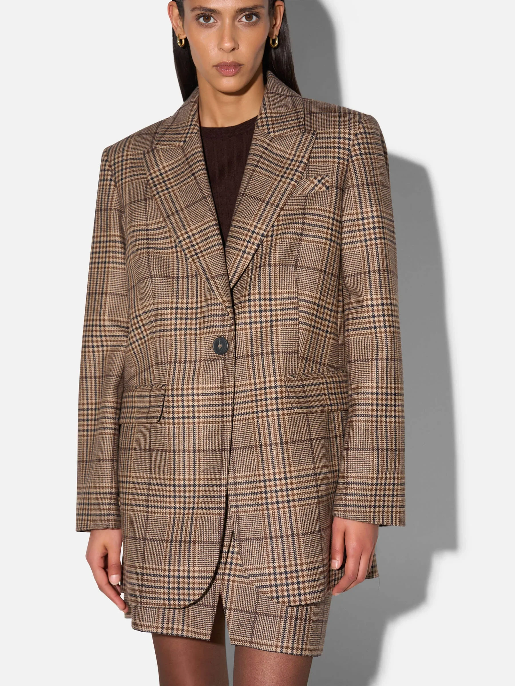 Blazer Dames Boyfriend Bruin Grote Ruit Hank