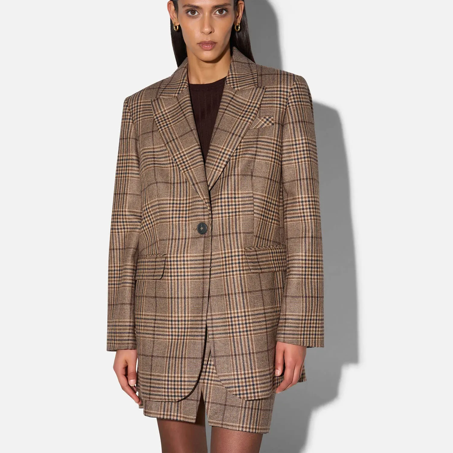 Blazer Dames Boyfriend Bruin Grote Ruit Hank