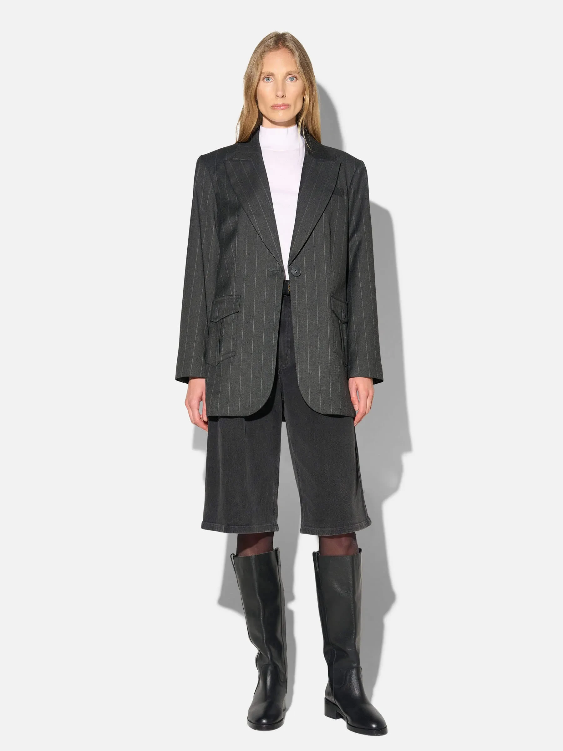 Blazer Dames Boyfriend Zwart Krijtstreep Hank