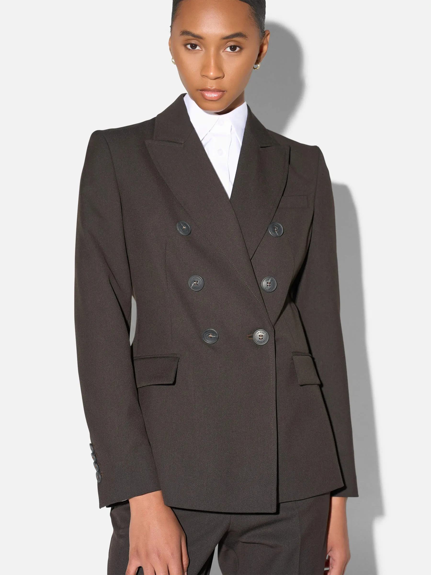 Blazer Dames Bruin Double Breasted Connor