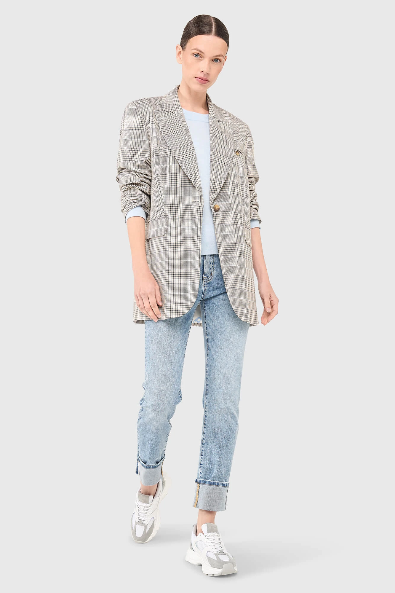 Hank Blazer Ruit Beige