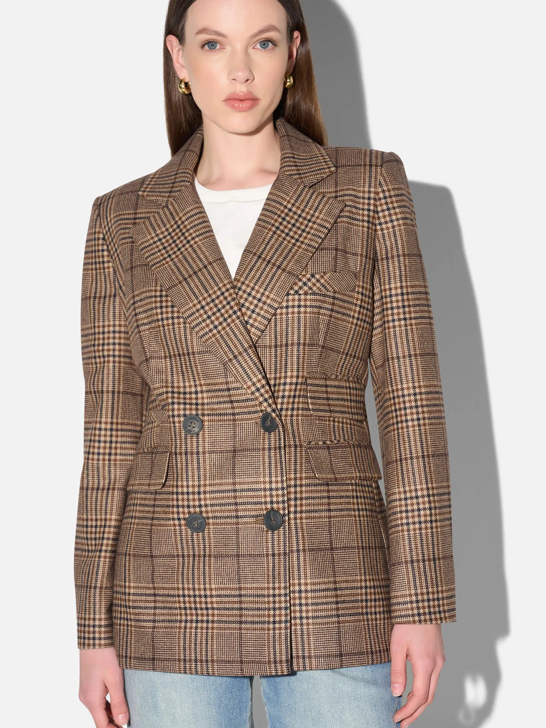 Blazer Dames Jasje Bruin Grote Ruit Martin