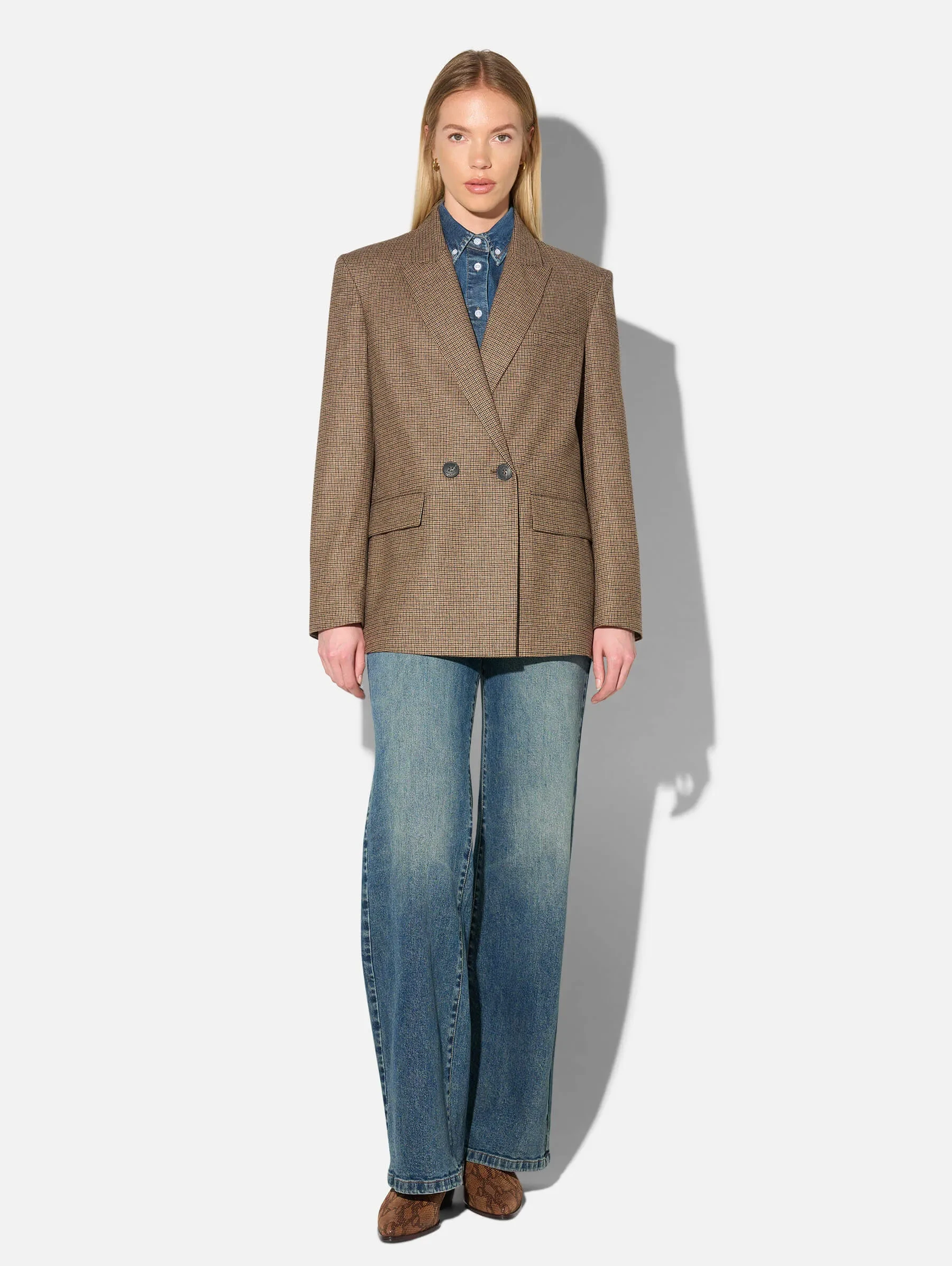 Blazer Dames Jasje Bruin Kleine Ruit Jones