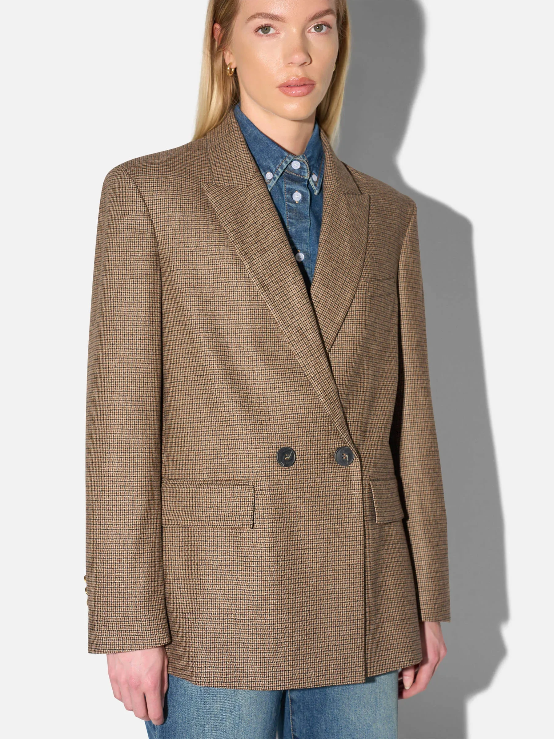 Blazer Dames Jasje Bruin Kleine Ruit Jones