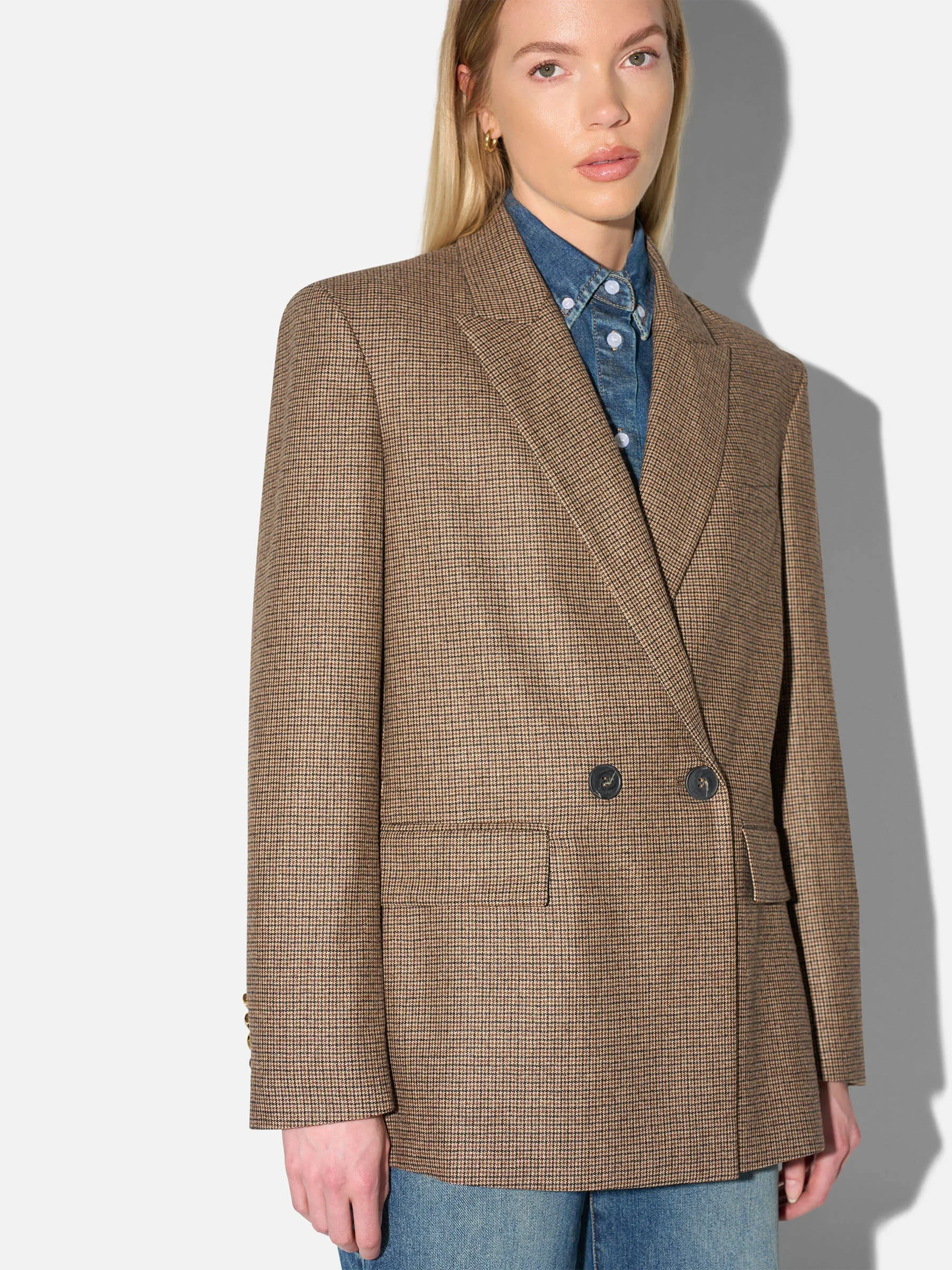 Blazer Dames Jasje Bruin Kleine Ruit Jones