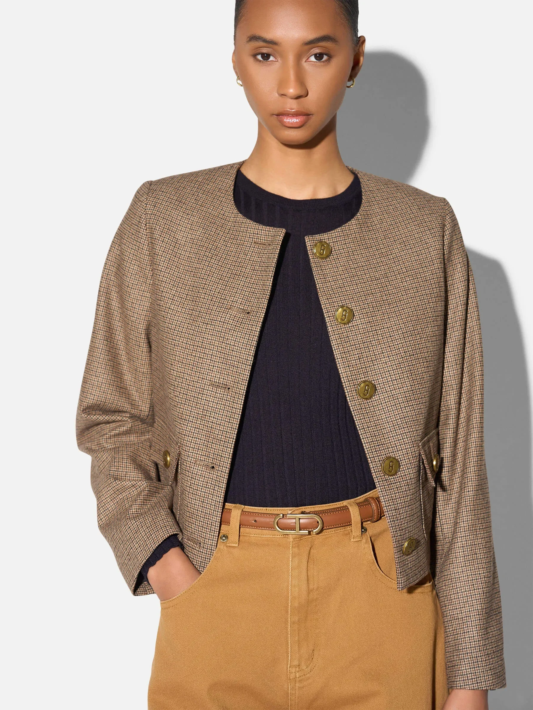 Blazer Dames Jasje Bruin Kleine Ruit Laurent