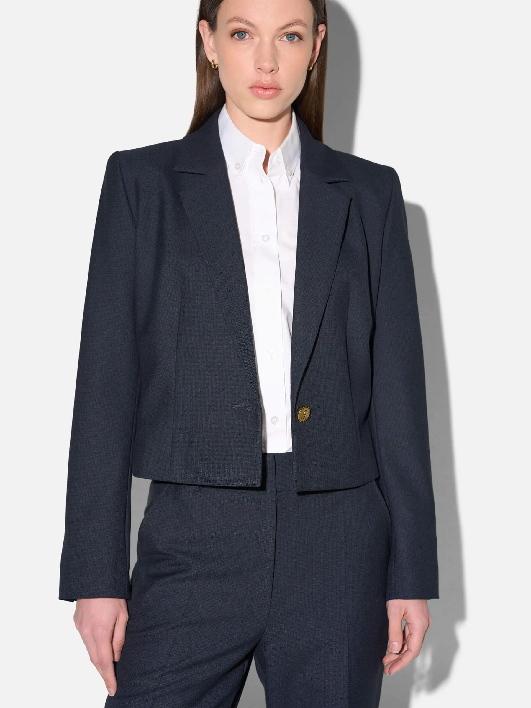 Blazer Dames Jasje Kort Blauw Ruit Crain