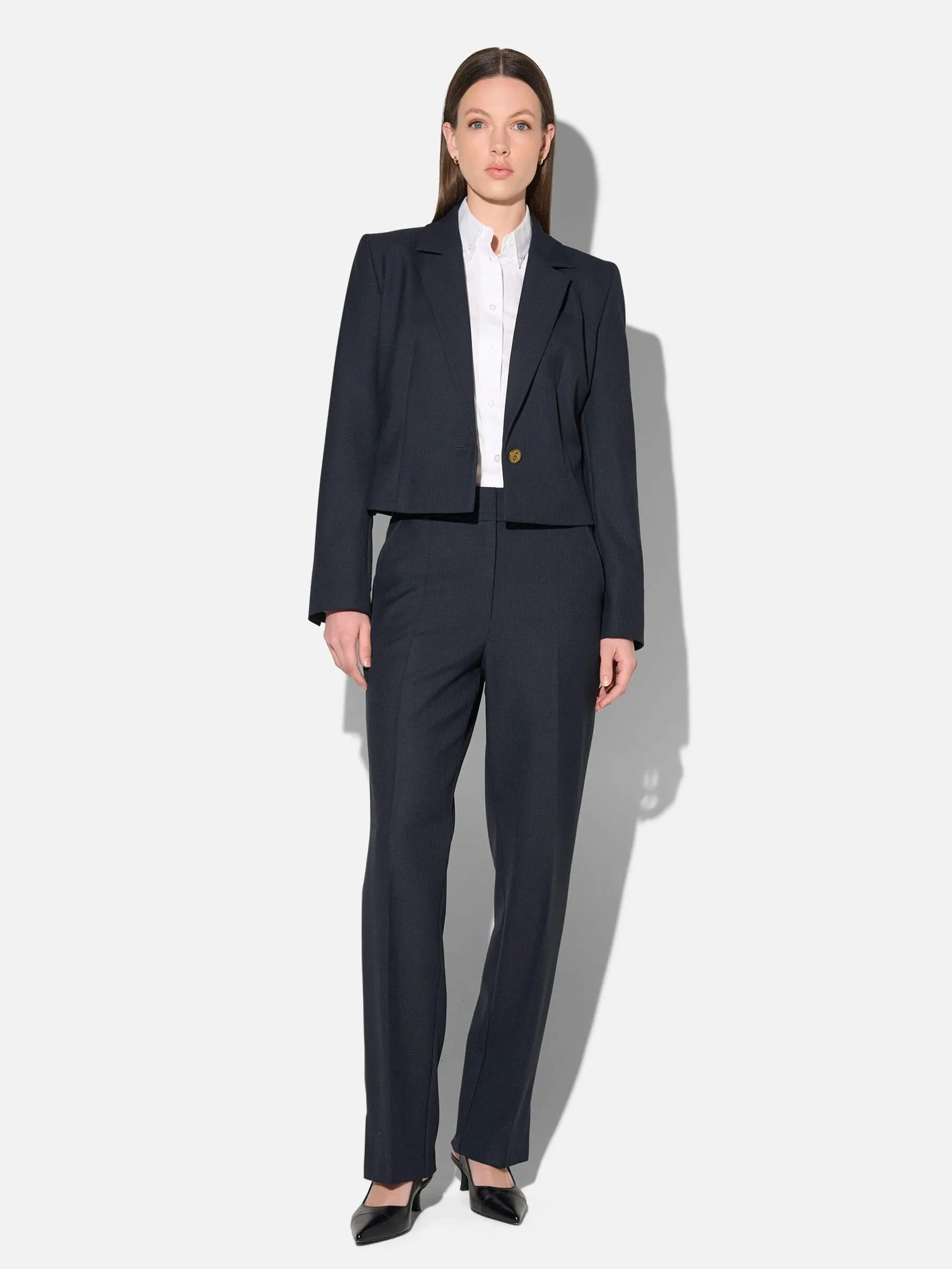 Blazer Dames Jasje Kort Blauw Ruit Crain