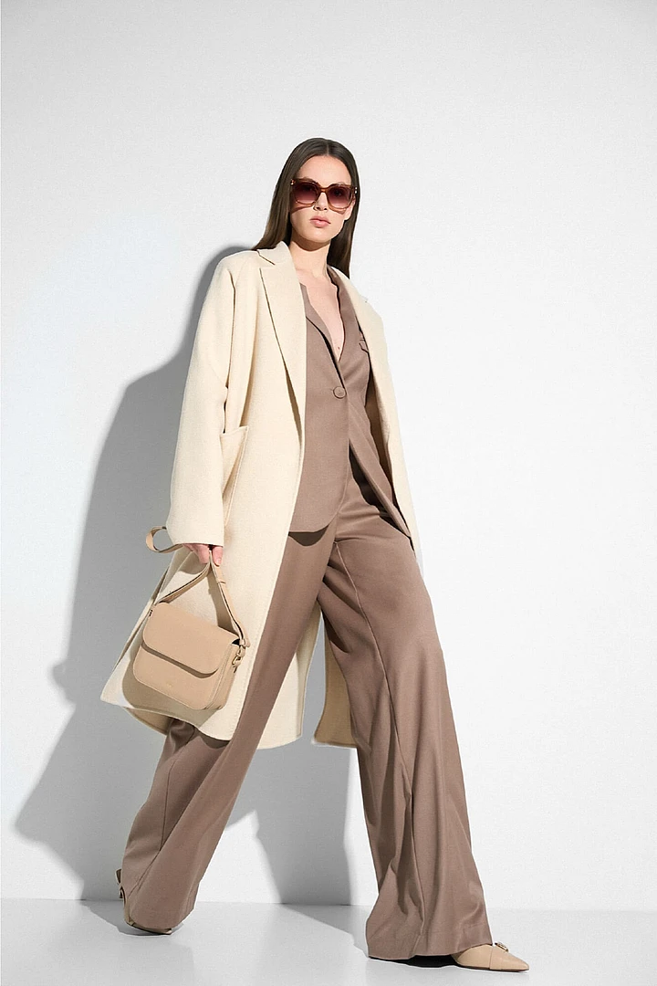 Cashmere Dames Jas Lang Double Face Jules Off White