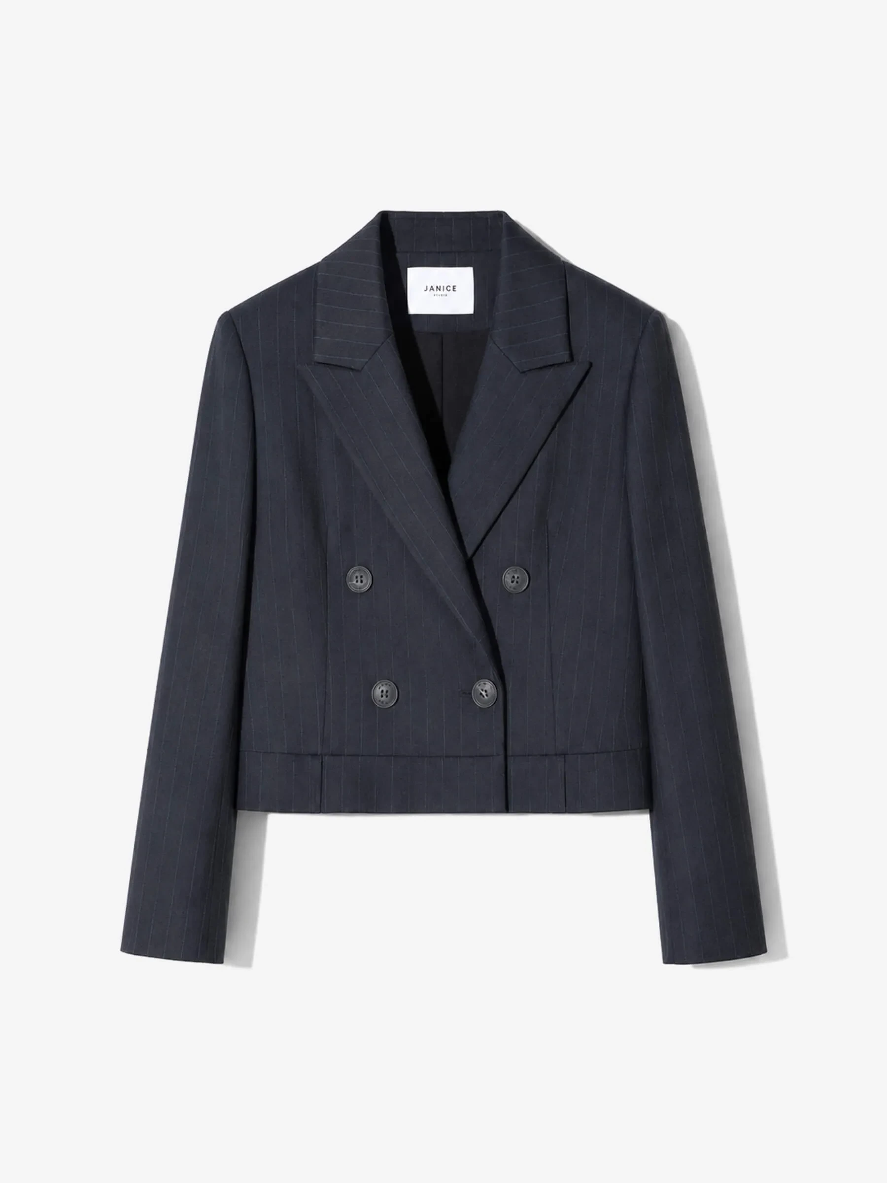Blazer Dames Kort Blauw Krijtstreep Stan