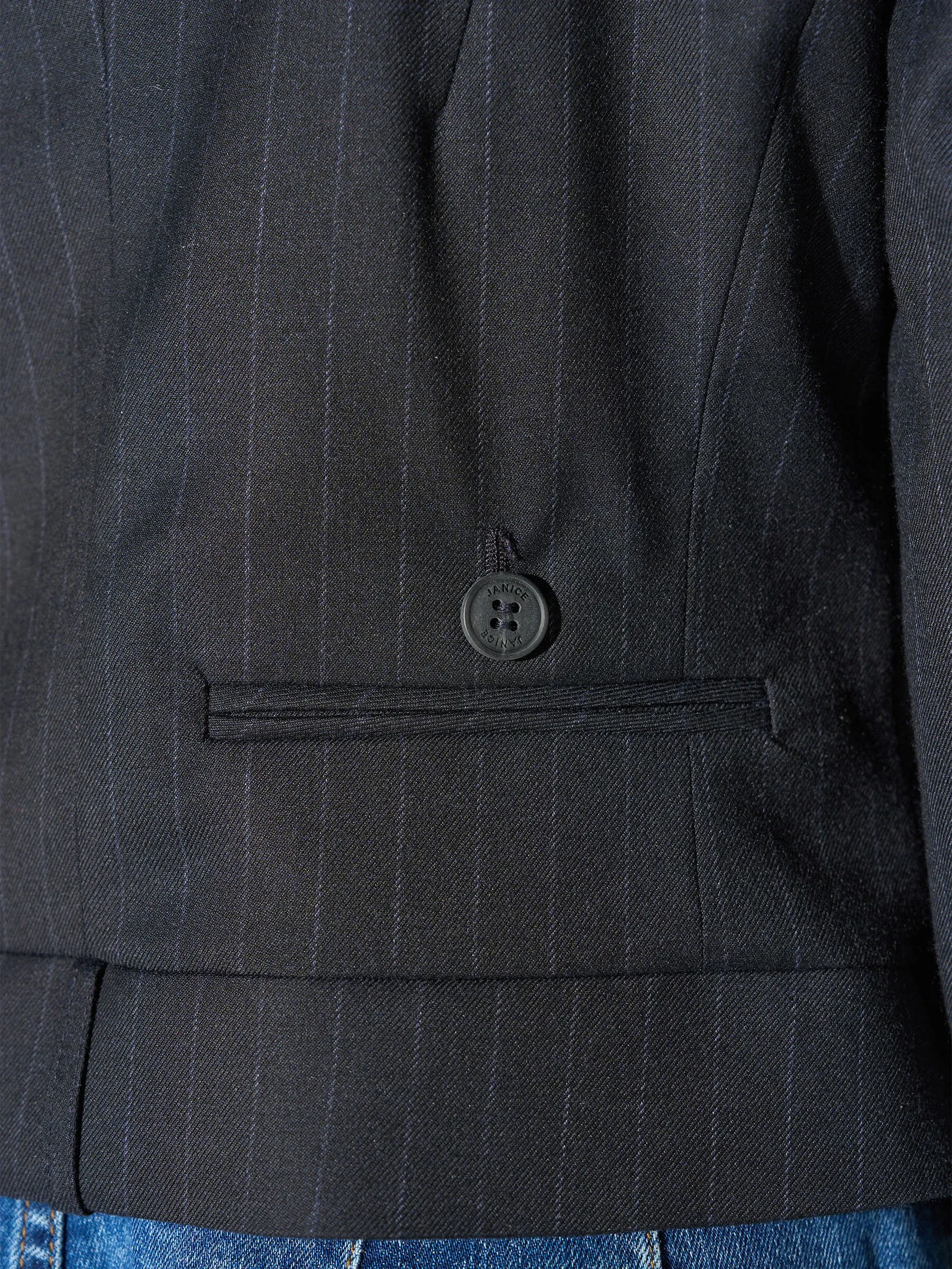 Blazer Dames Kort Blauw Krijtstreep Stan