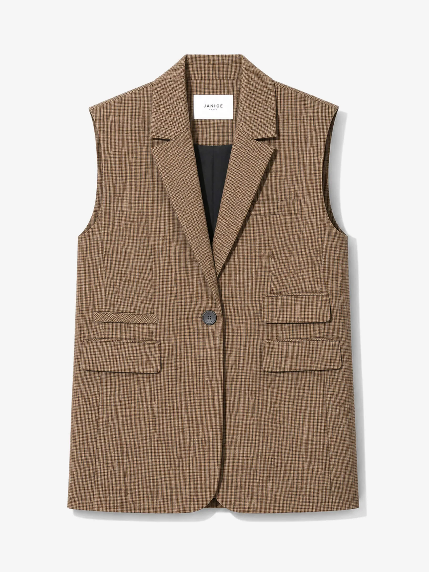 Blazer Vest Dames Bruin Kleine Ruit Marvin