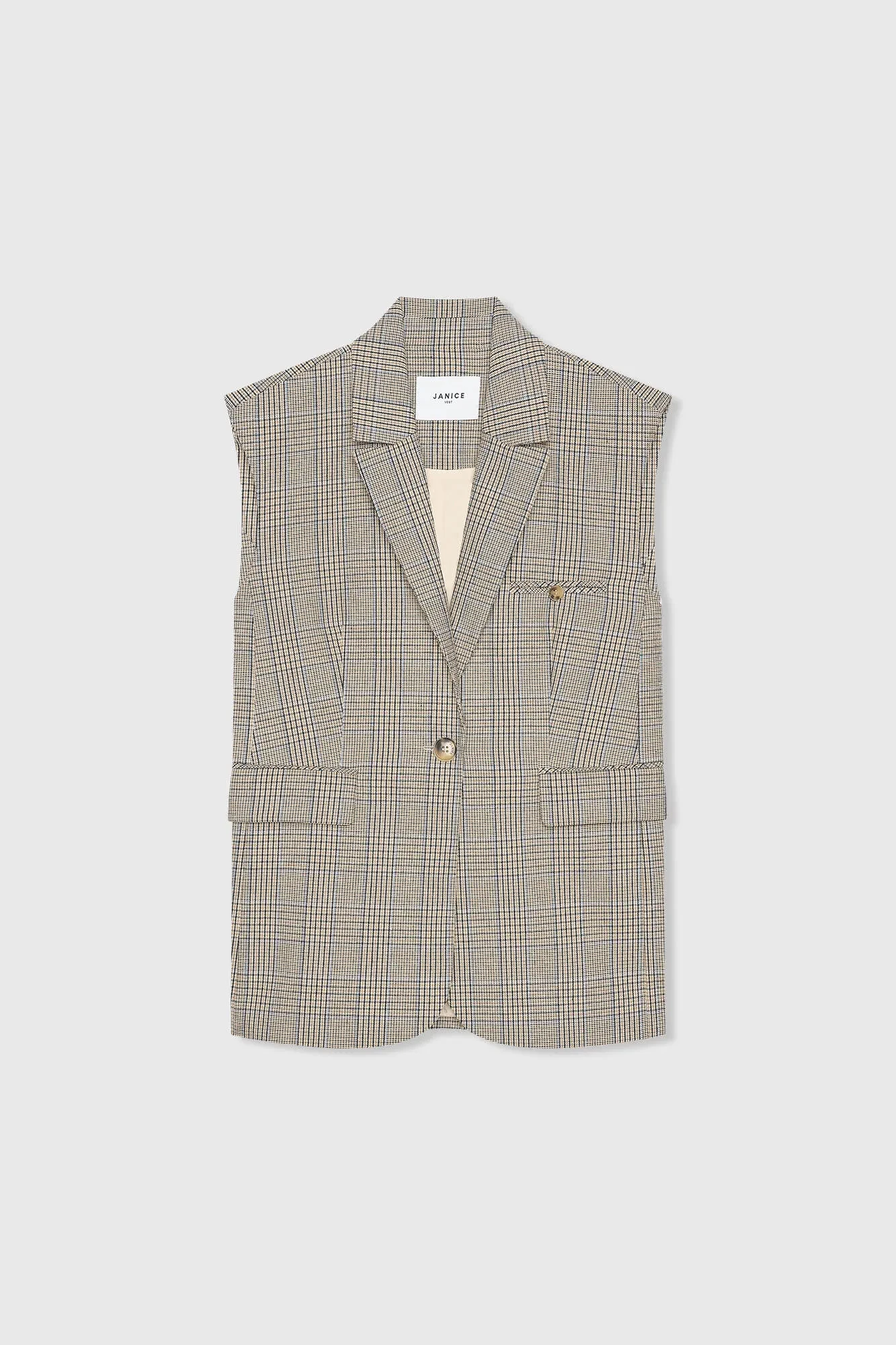 Blazer Vest Dames Ruit Marvin Beige