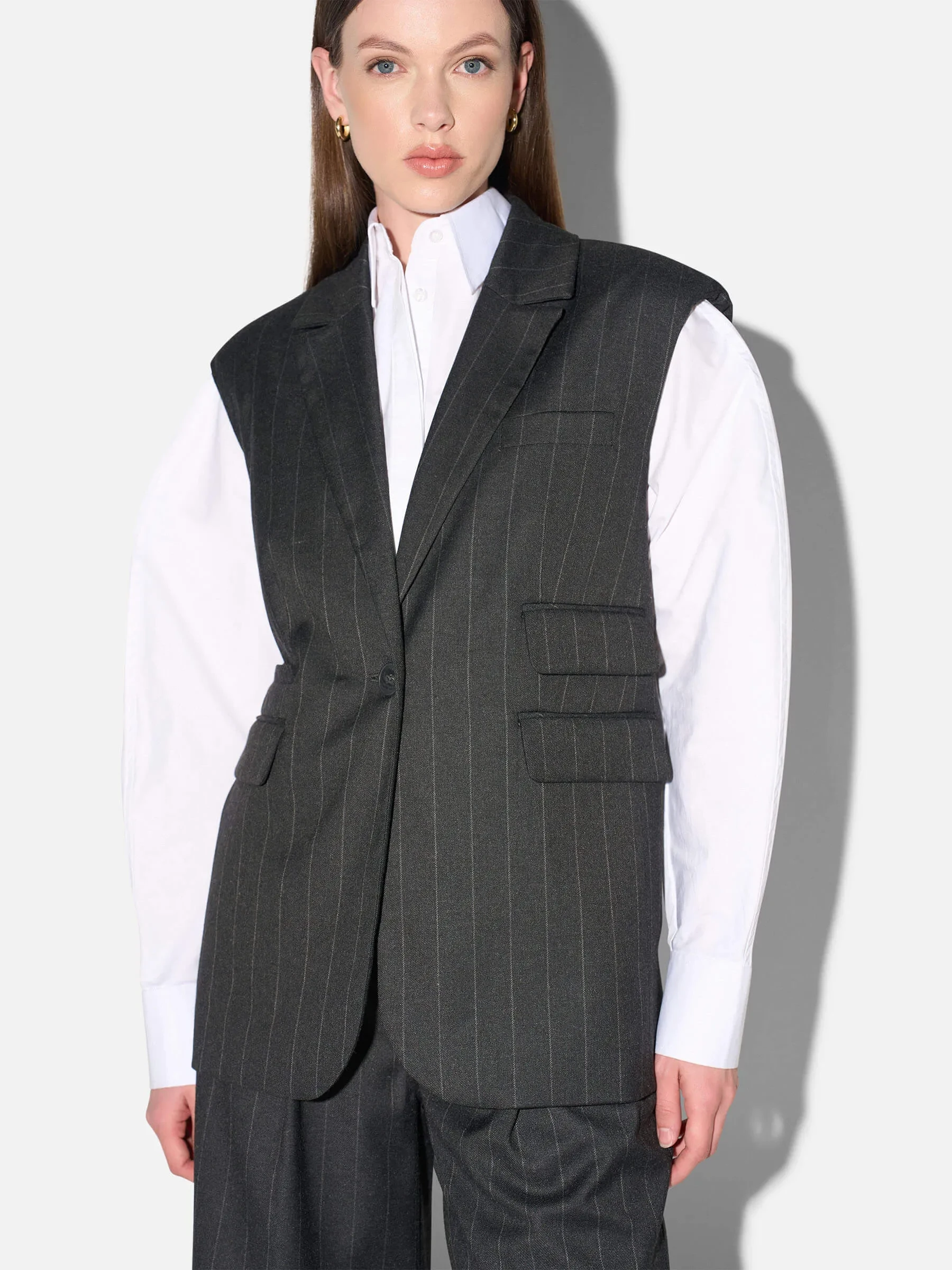 Blazer Vest Dames Zwart Krijtstreep Marvin